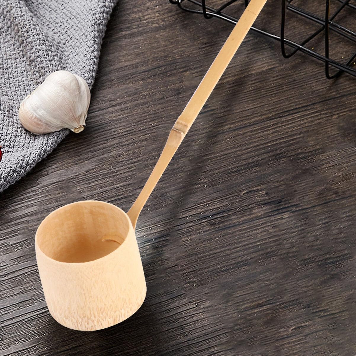Natürliche Hishaku Wasserkelle aus Bambus, japanische Wasserkelle handgefertigt, langer Griff, Wasser-Bailer, Dipper, Garten-Teelöffel für Küche, Wasserkelle mit langem Griff, Wasserschaufel (braun)