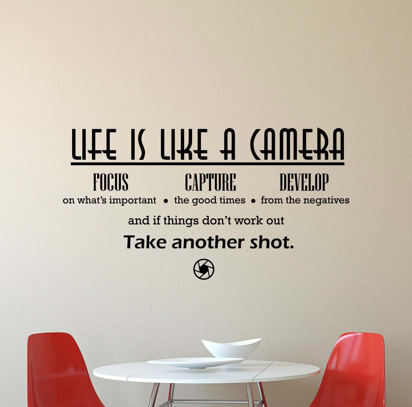 Life is Like A Camera Wall Decal 40x22 Photo Studio