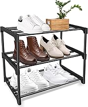 Scarpiera Ingresso a 3 Livelli, Scarpiera Piccola Portascarpe da Armadio Organizer Scarpe Salvaspazio in Metallo Slim Shoe Rack per Soggiorno Corridoio Camera da Letto, Nero