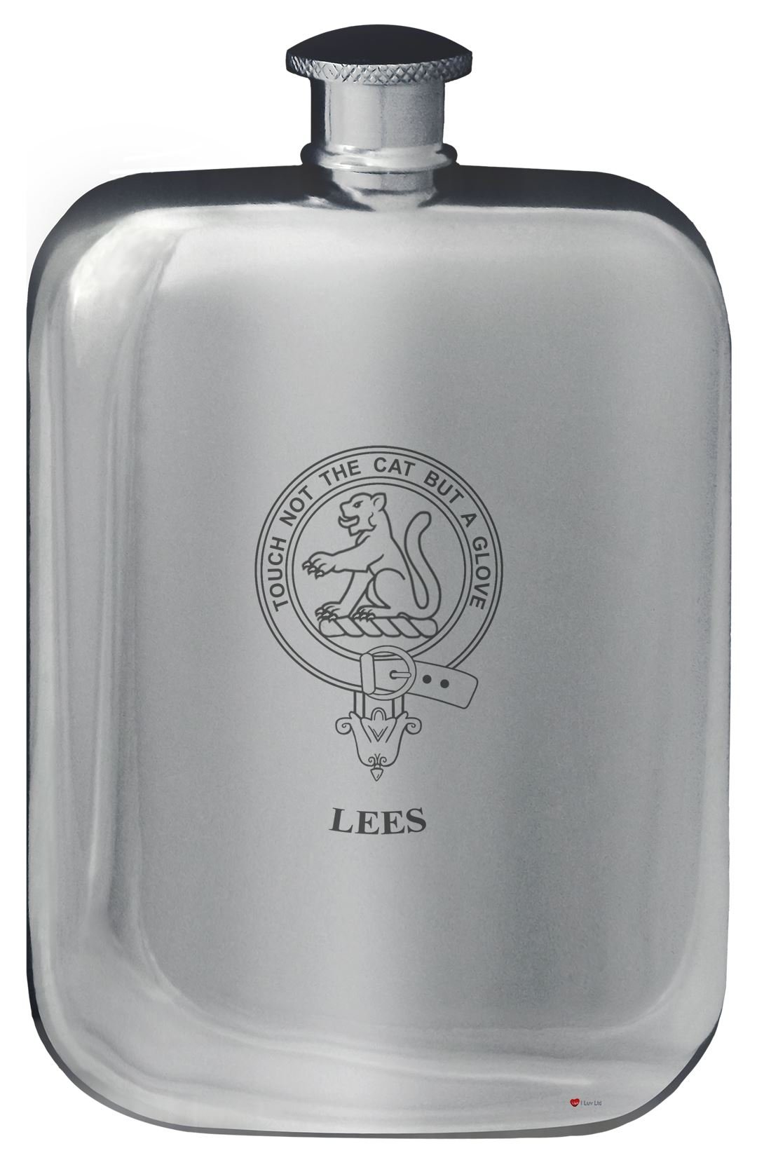Flacon de poche hip flask en étain poli 6 oz avec crête de la famille traditionnelle