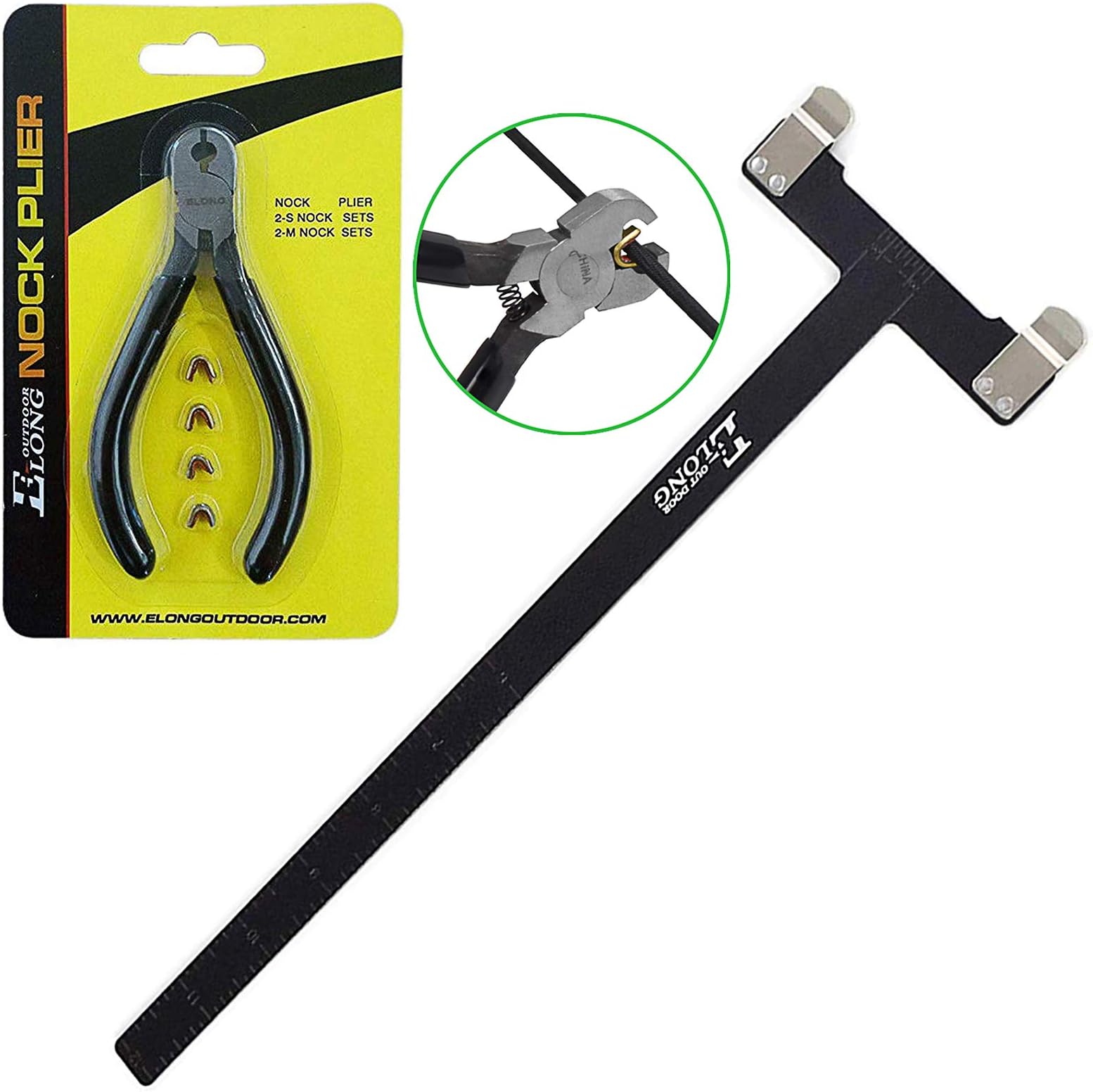 EOU Archery Nocking Plier and T Square for Nocking Points Bow String Nocking Tool
