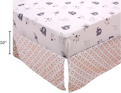 Miniatura 5 de Baby Bees Juego de ropa de cama de cuna de elefantes de 4 piezas para niños y niñas  Juego de ropa de cama para cuna de bebé, edredón, volantes de