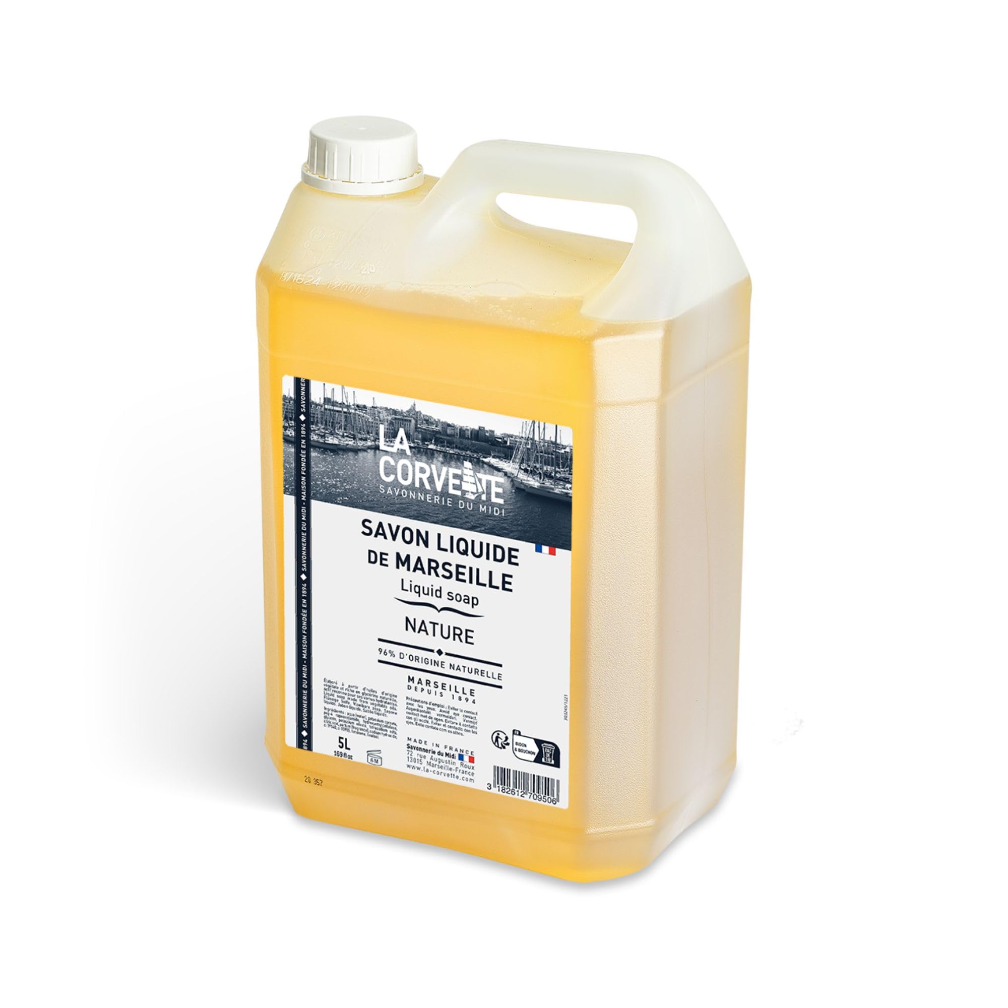 La Corvette Jabón Líquido de Marsella Natural Manos y Cuerpo - 5000 ml Compact by Design (certificación desarrollada por Amazon)