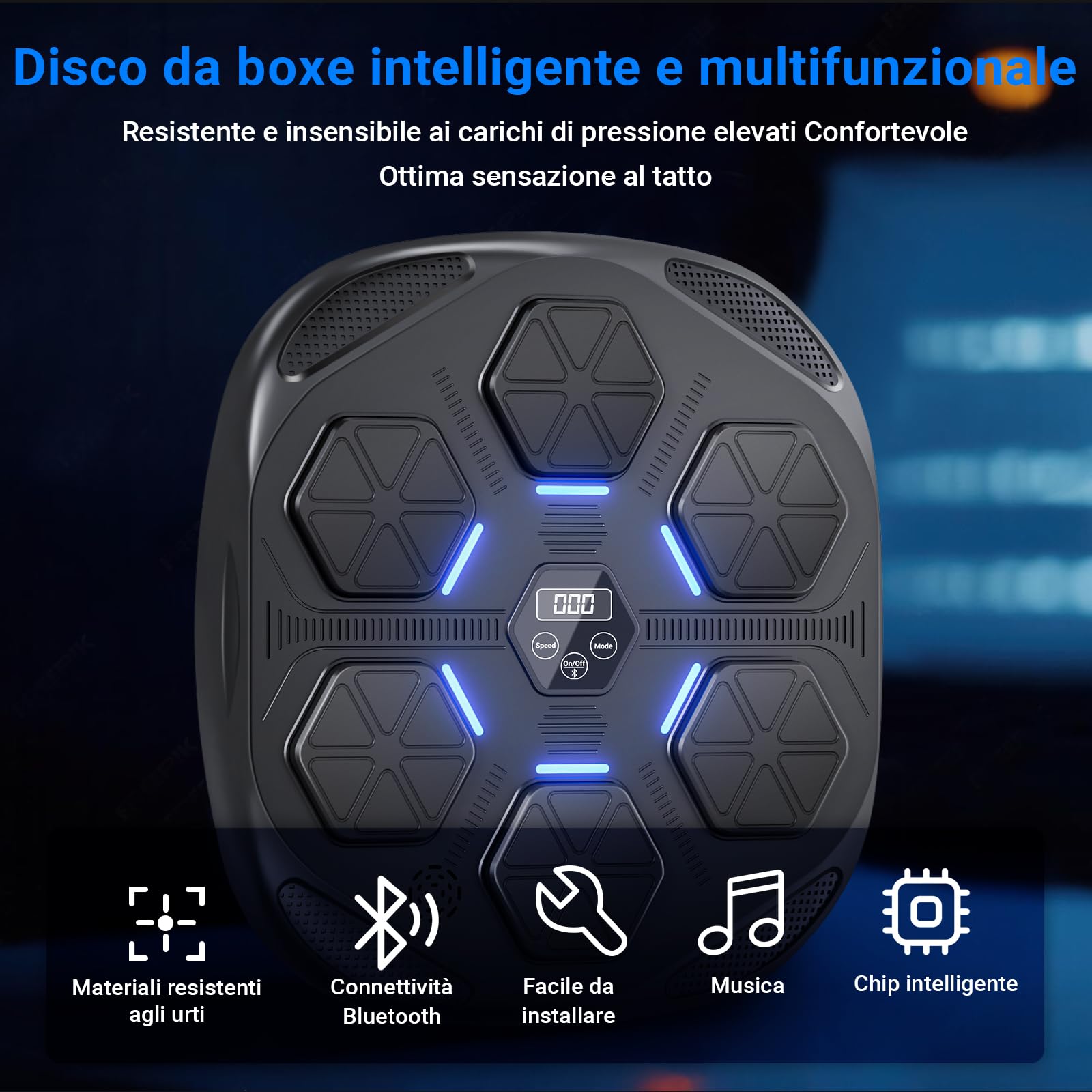 HotHands Macchina da Boxe Musicale, Attrezzatura da Boxe Elettronico Bluetooth Portatile da Parete 9 modalità di velocità, Allenamento, Parete Altezza di Installazione Regolabile con Guant