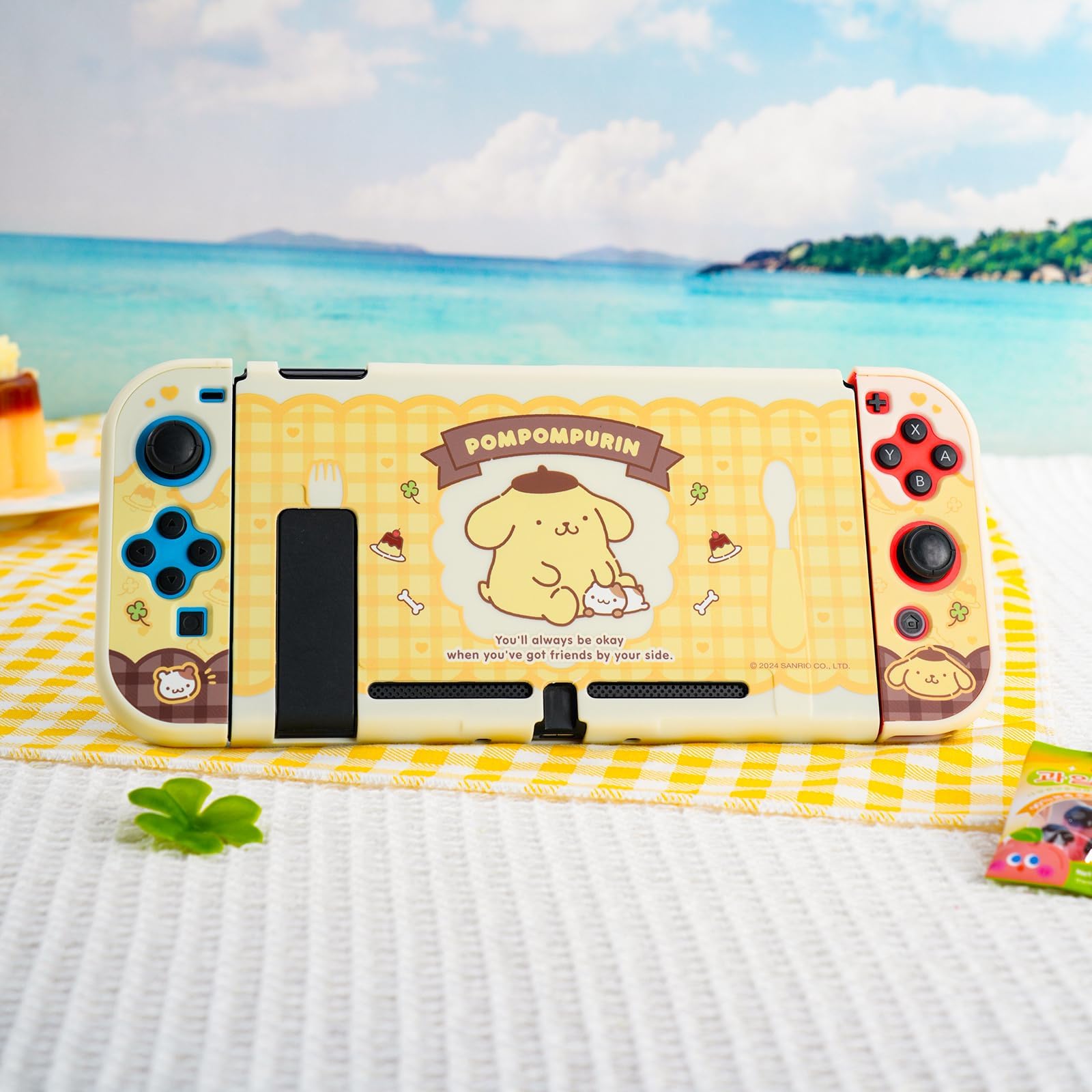 Kuitmor-Schutzhülle für Switch, andockbare Kawaii-Cartoon-Hülle für Normale Switch, kratzfestes und stoßdämpfendes Design – Pudding Dog