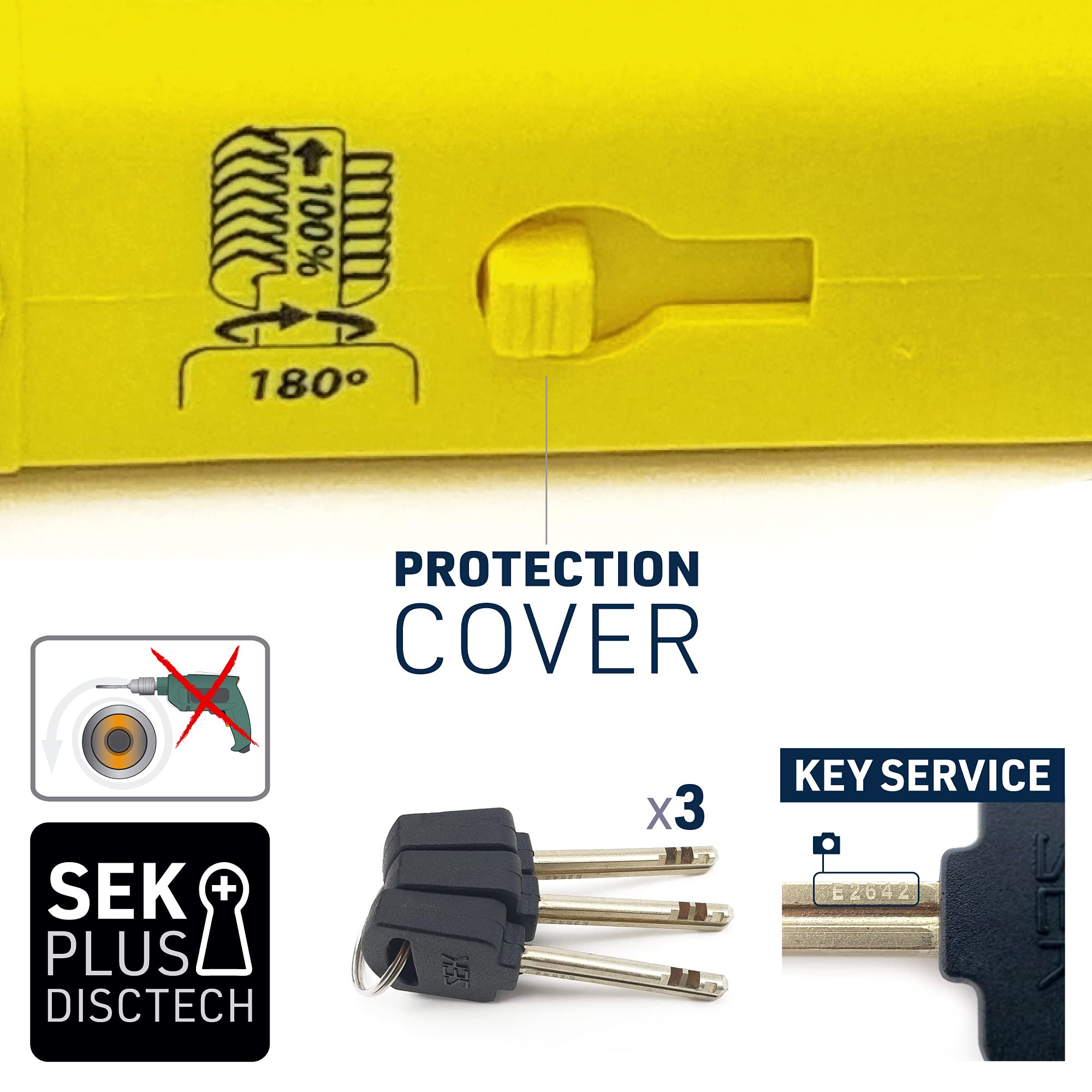 URBAN UR85300Y Lucchetto a U per Alta Sicurezza Omologato SRA, Arco ø18 in Acciaio Cementato, Doppio Blocco Antigraffio, Guscio Visibile e Accattivante, U Lock Antifurto 85x300mm per Moto e Scooter
