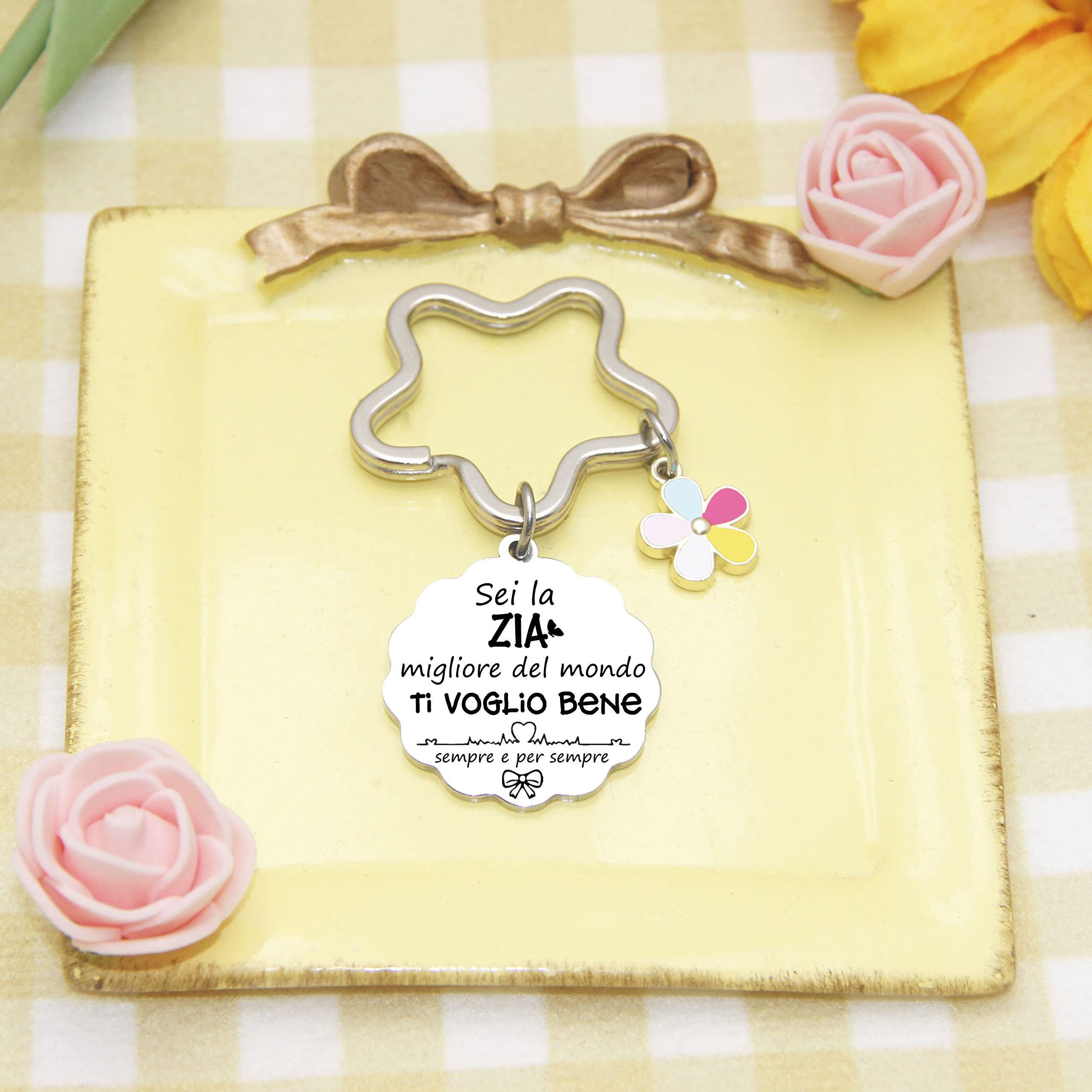 AIMINI Regalo Zia,Portachiavi Zia,Donna Compleanno Regalo,Amicizia Regali,Regalo Zia Natale,Regalo Per Zia,Regalo Donna Originale Idee, Regalo Pasqua,Regalo Pensione Donna Idee Regalo Zia Nozze