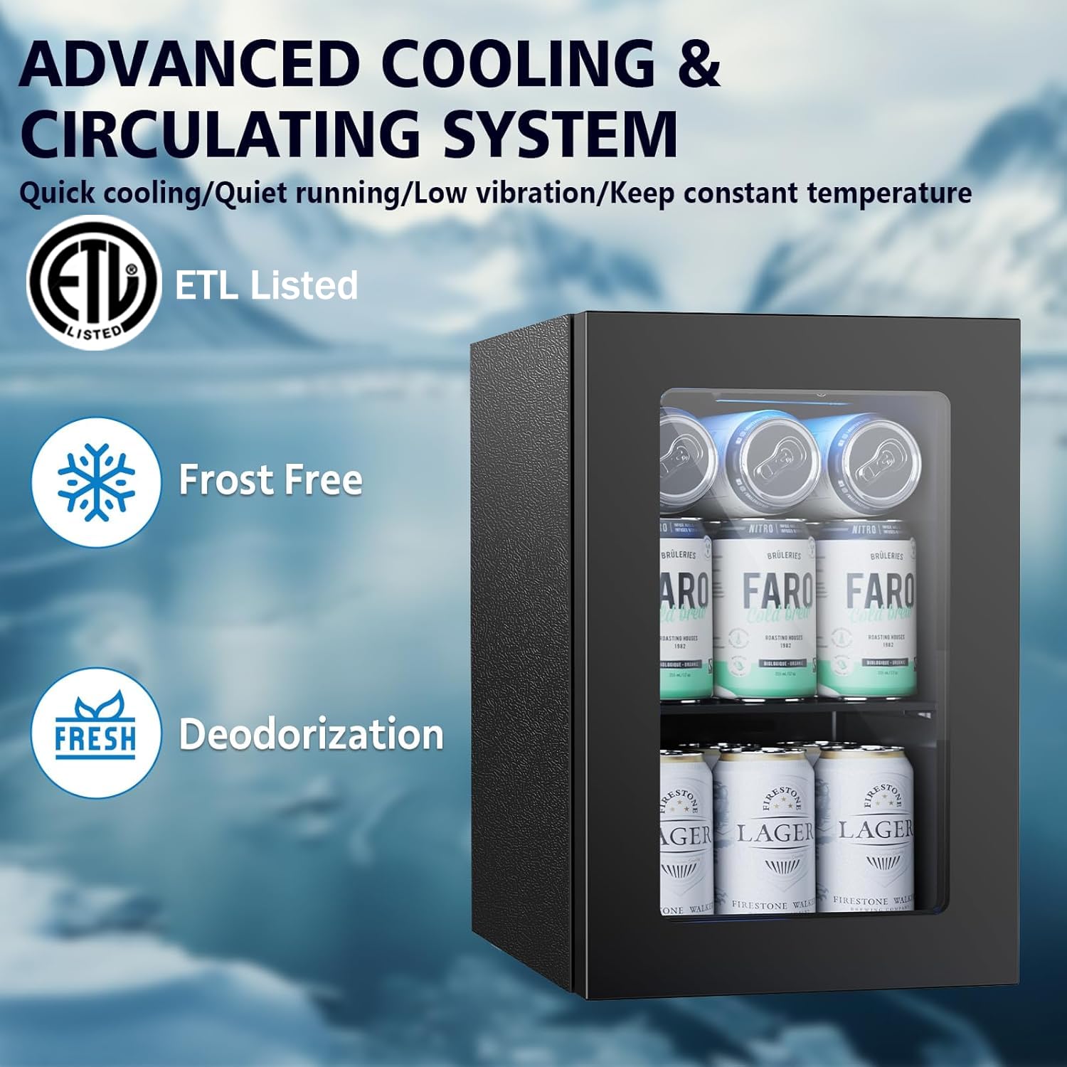 COWSAR Commercial Beverage Refrigerator 24-Can Mini Fridge, Countertop Wine Cooler Small Adjustable Digital Thermostat, LED Light, Freestanding Countertop Drink Refrigerator for Home, Bar & Office on Fridge.com