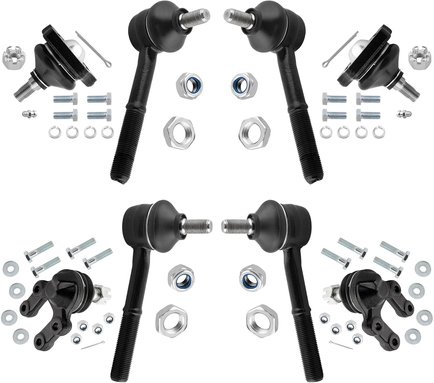 8pcs Front Inner & Outer Tie Rod Ends Upper & Lower Ball Joints Driver & Passenger for Nissan D21 1994 for Nissan Pathfinder 1993-1995 for Nissan Pickup 1995-1997 4x4 K9347 K9022 ES3376 ES3375