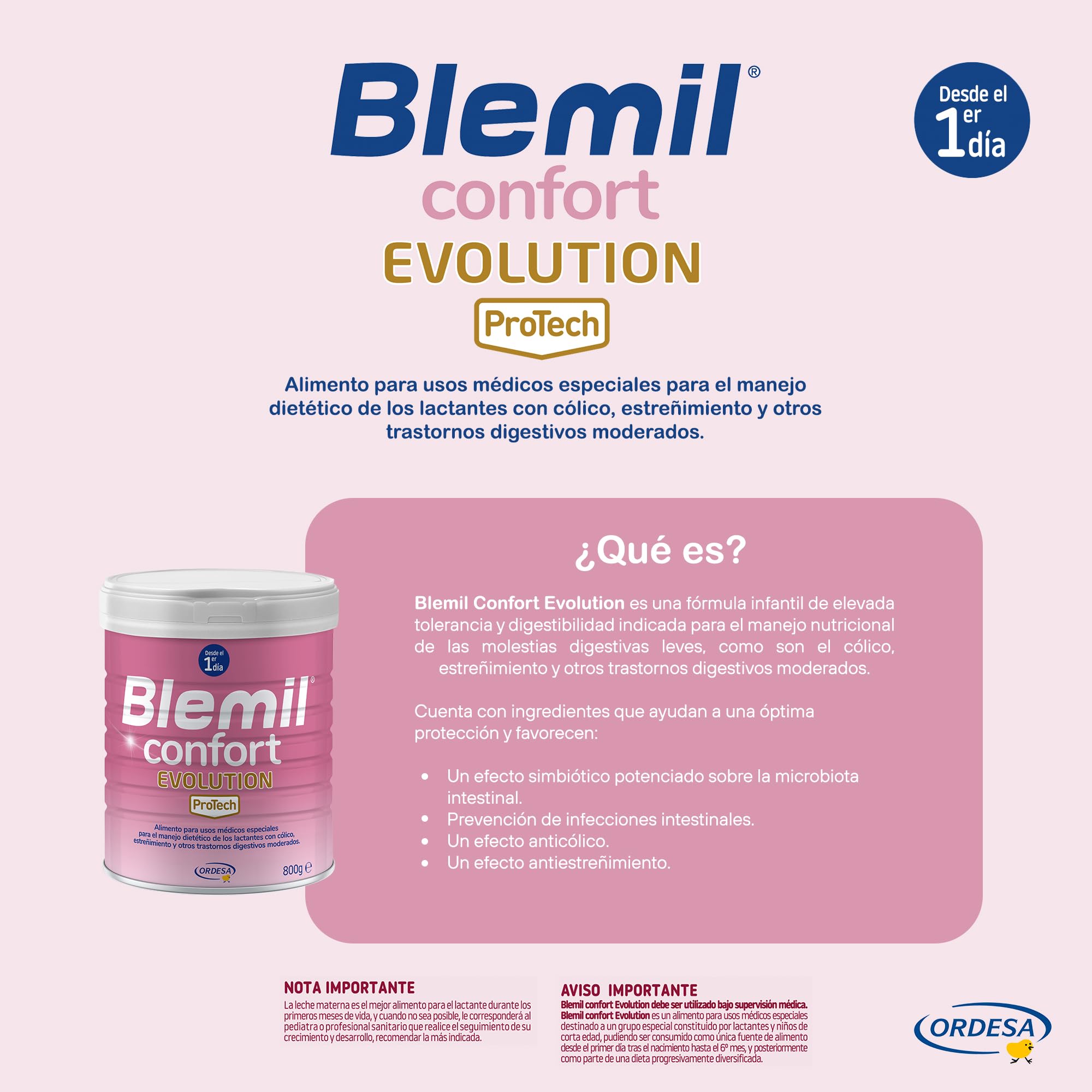 Blemil Confort Evolution 3PACK | 2400g | Fórmula de Inicio en polvo para Bebé Desde el Primer Día - Cólico y Estreñimiento