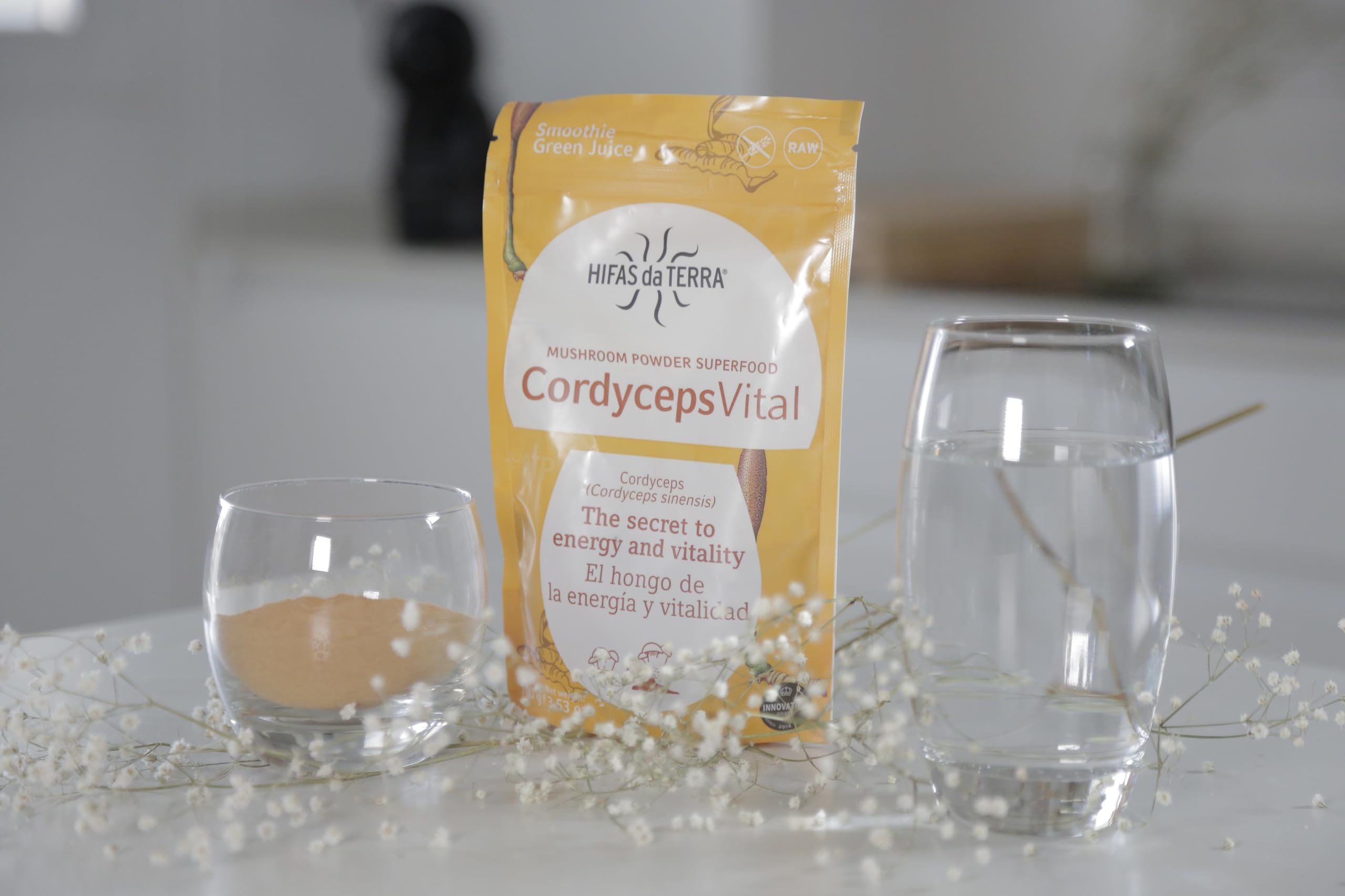 HIFAS DA TERRA - Cordyceps Vital 100% Polvo de Cordyceps - Superfood Polvo de Hongos - Energía, Vitalidad y Rendimiento - Suplemento Natural para el Bienestar General y la Actividad Diaria - 100 g
