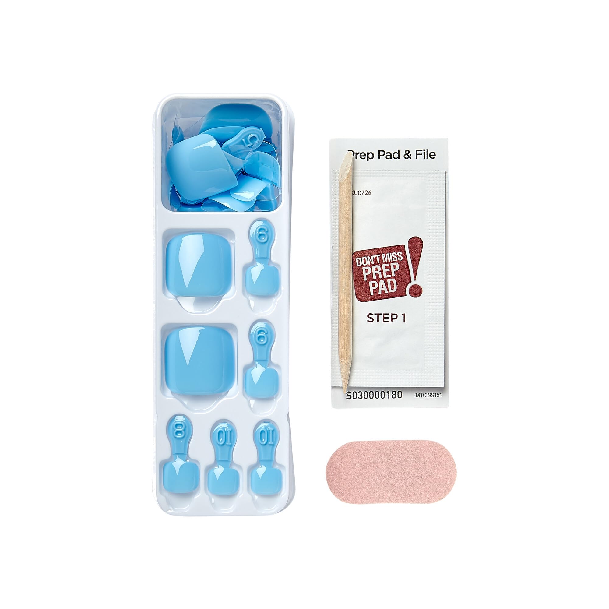 Kiss imPRESS Color No Glue Pedi - Unghie a pressione per piedi, forma quadrata, con 24 unghie, tampone di preparazione, 1 bastoncino per manicure, 1 mini lima