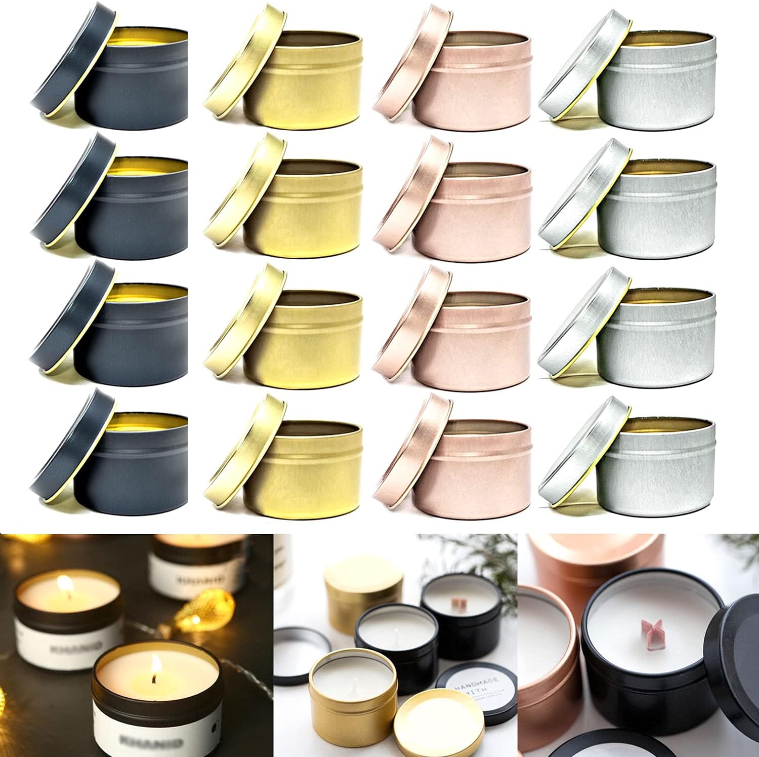 Unixing 16PCS 4oz Candle Tins for DIY Candle Making, Metal