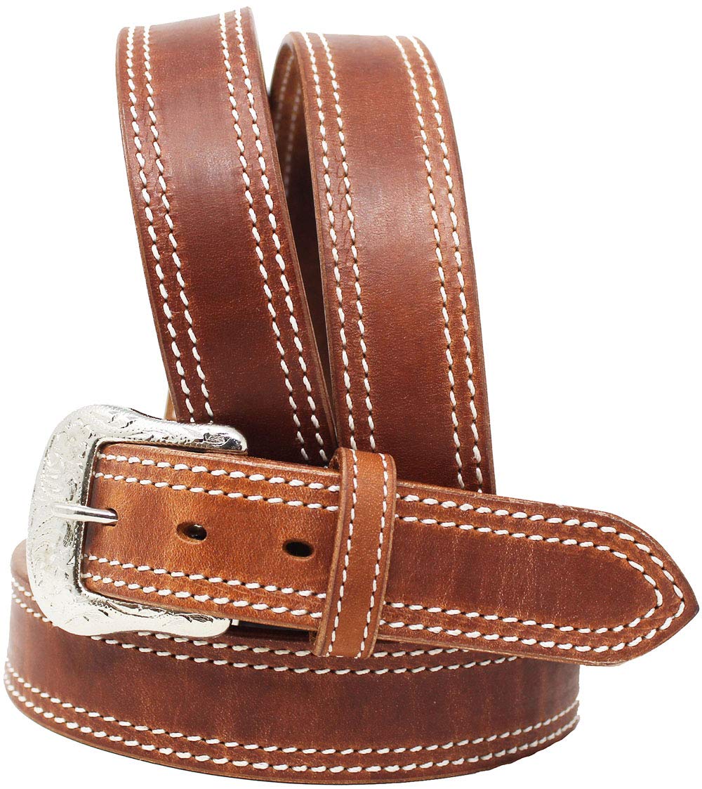 CHALLENGER 37-38 Men's Western Rodeo Heavy Duty Stitch Full-Grain Leather Belt 26RT09TN