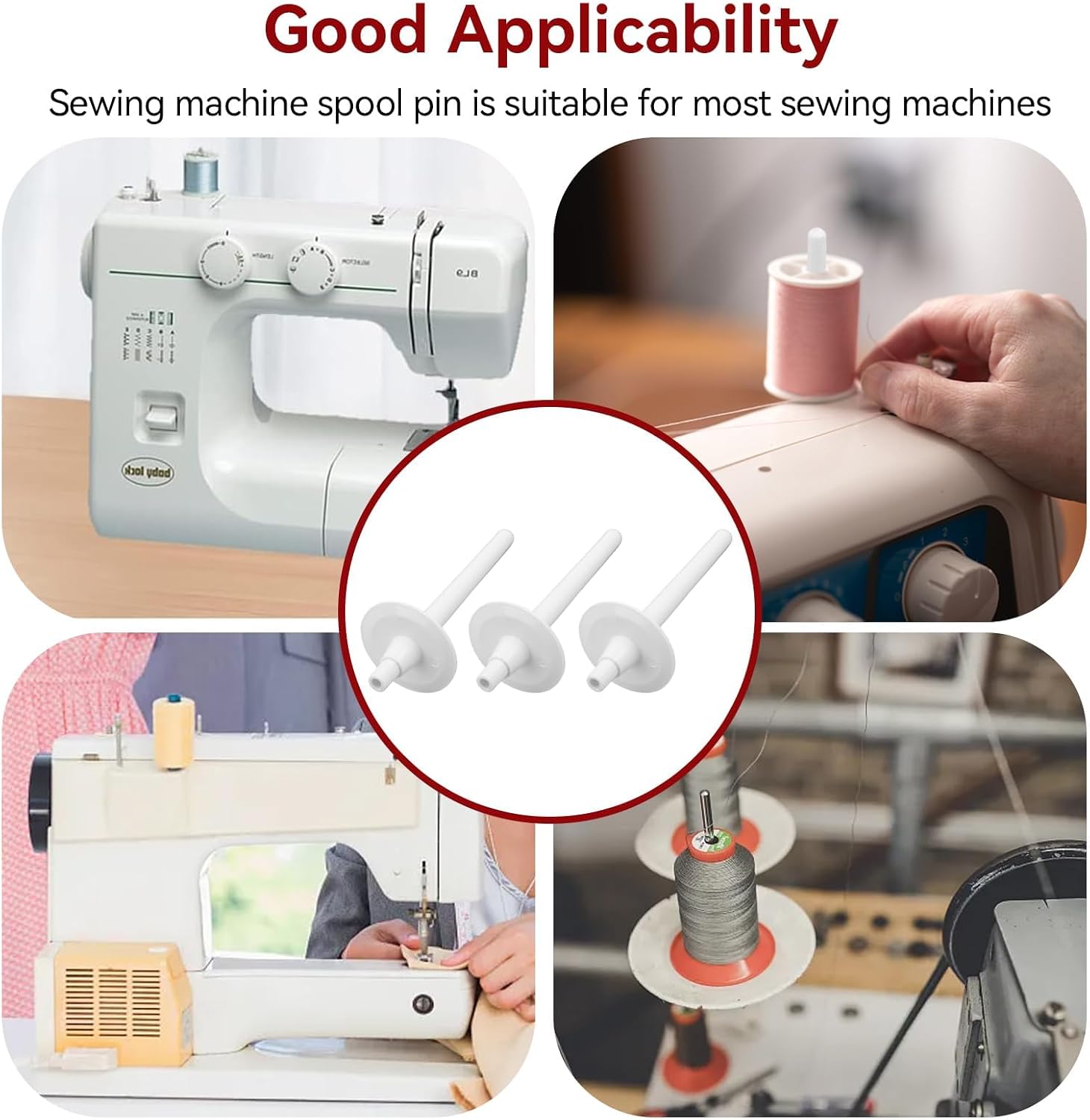 3 PCS Spool Pin, Spool Holder for Sewing Machine Plastic Auxiliary Pin Household Sewing Machine Accessories, White