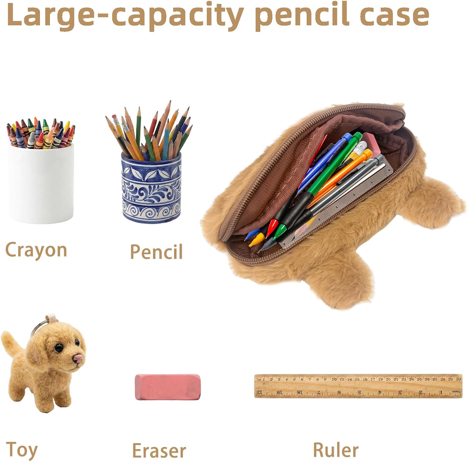 Capybara Pencil Case, Capybara Plush Makeup Bag, Brown Capibara Organizer Bag, Cosmetic Bags, Capibara Stuff for Stationery and Cosmetics, for Office Desk Travel