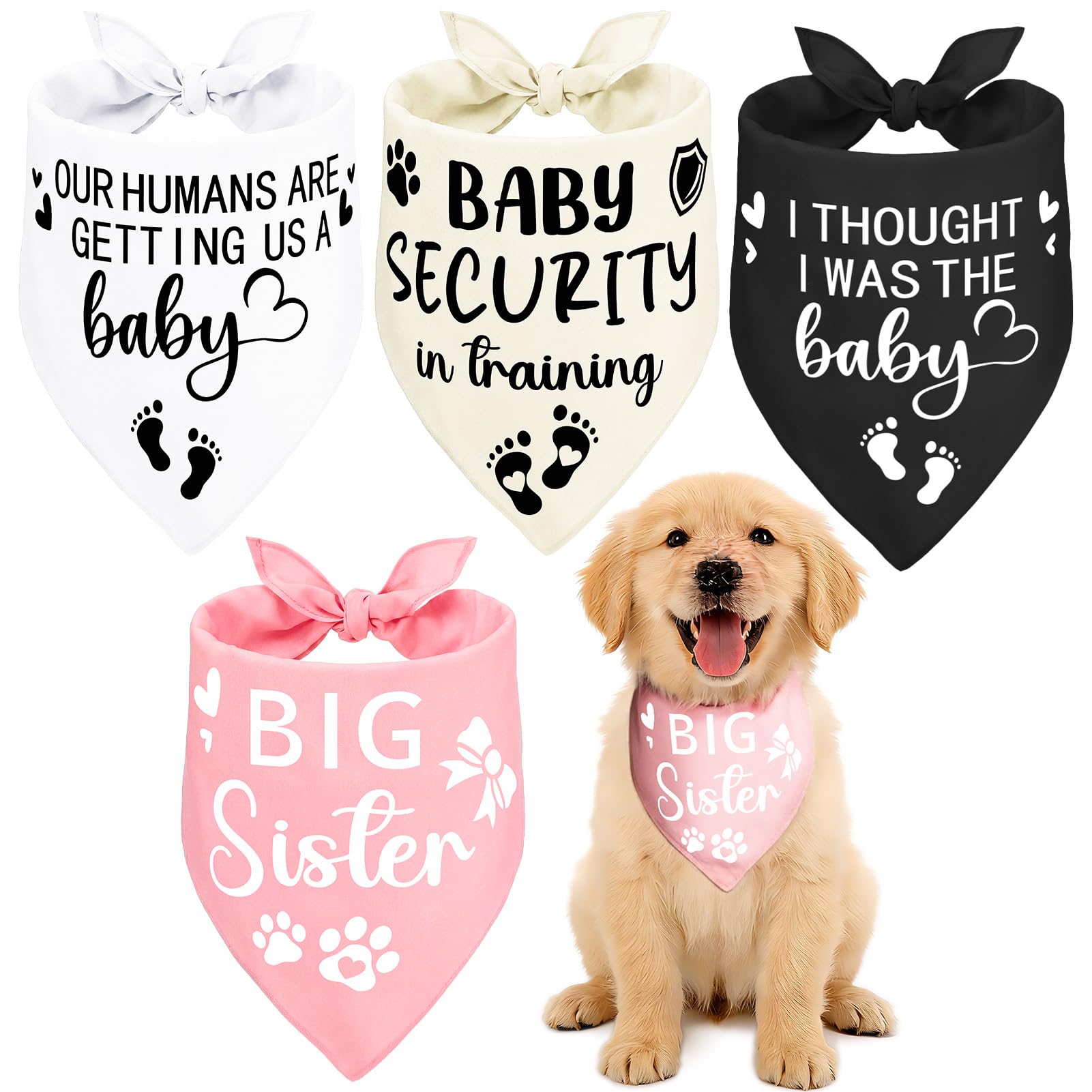 Dog Bandana Pregnancy Announcement Big Sister Dog Bandana Baby Security in Training Dog Bibs Pet Scarf for Dogs Puppy Photo Props Accessories