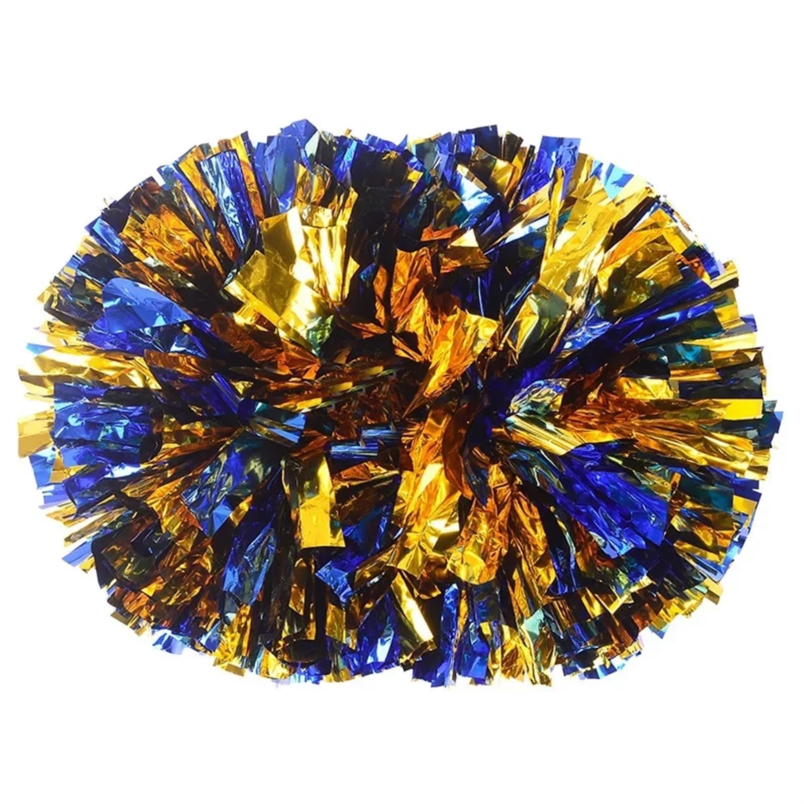 ZWCSHUU Cheerleader Pom Poms Cheerleading Pom Poms With Handle Hand Dance Pompoms Accessories For Women Girl(Blue Gold)