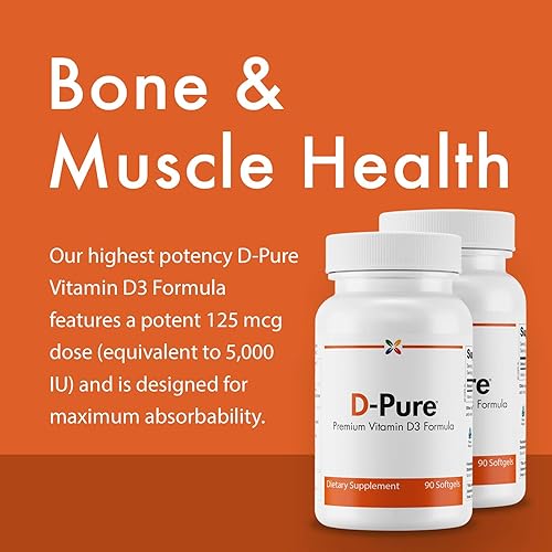 Miniatura 3 de Stop Aging Now - D-Pure Formula 125 MCG - Vitamina D3 de primera calidad 5000 UI con aceite de cártamo - Salud muscular, dientes y huesos, salud