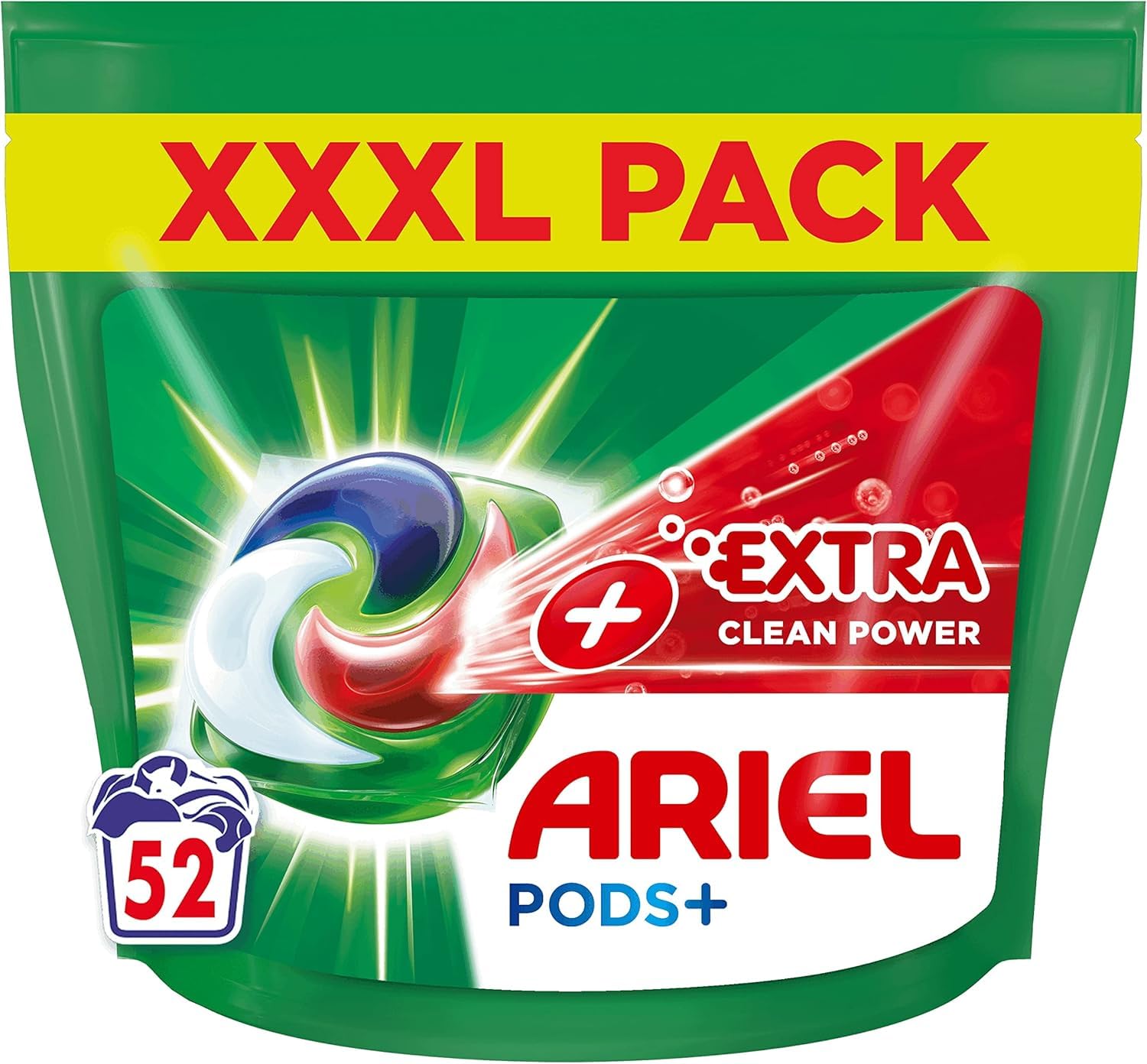 Ariel Cápsulas para la colada todo en 1 PODS, 104 lavados (2 x 52 cápsulas), poder de limpieza extra, limpieza profunda y eliminación extra de manchas