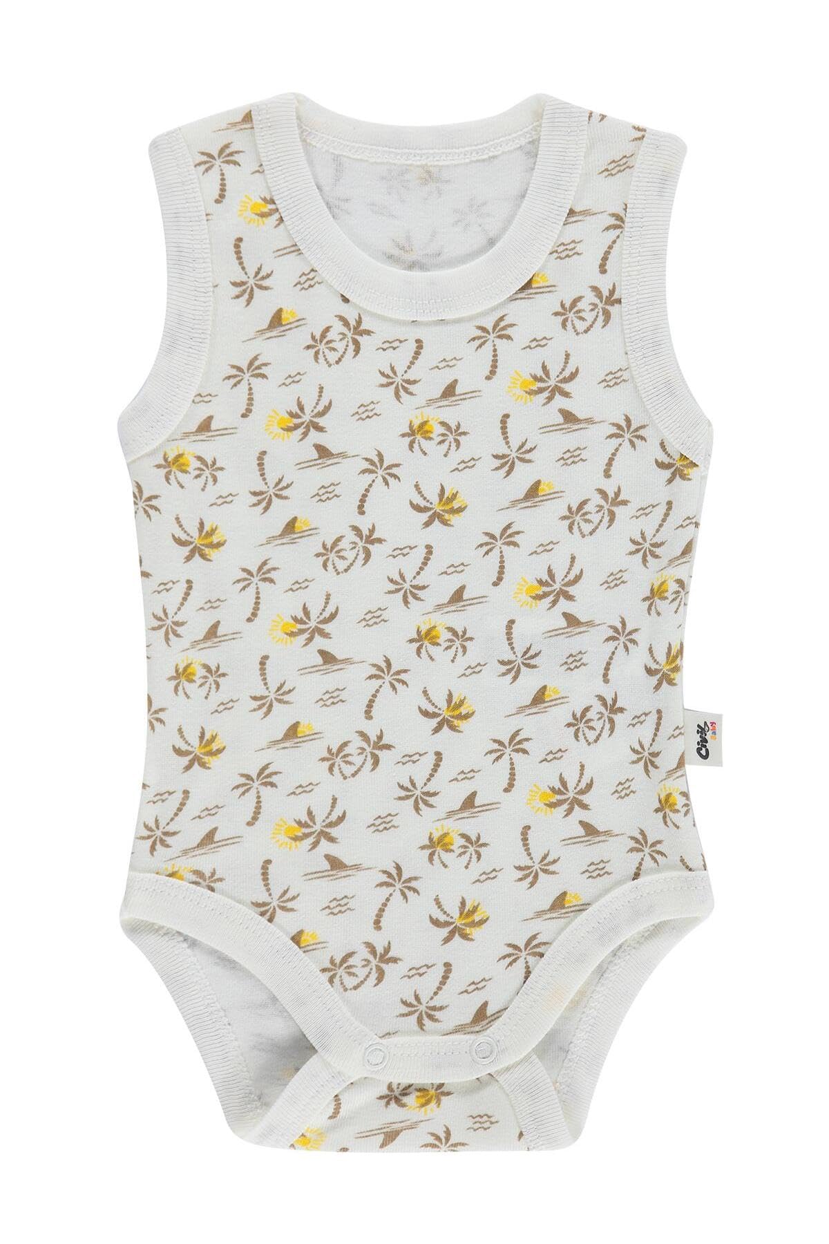 Civil Baby Palmiye Empirme 0-24 Ay Çıtçıtlı Badi, Erkek, Ekru