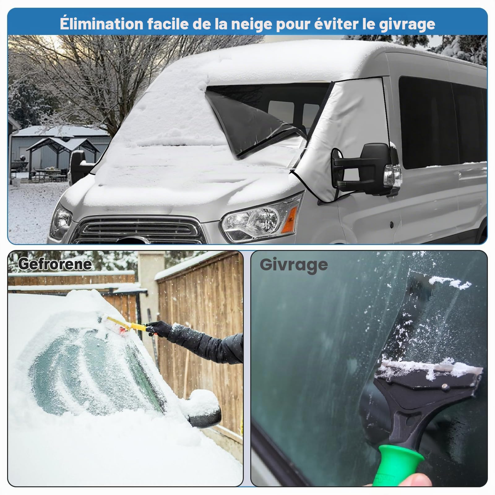 Housse de Pare-Brise Thermique Externe pour Ford Transit Custom 2012-2022, imperméable, Protection Contre la Neige, la Glace, la poussière, Le Soleil