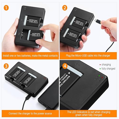 Miniatura 7 de Paquete de 2 baterías NB-13L y cargador de batería dual USB para PowerShot SX720 HS, SX730 HS, SX740 HS, SX620 HS, G1 X Mark III, G5 X, G7 X, G7 X