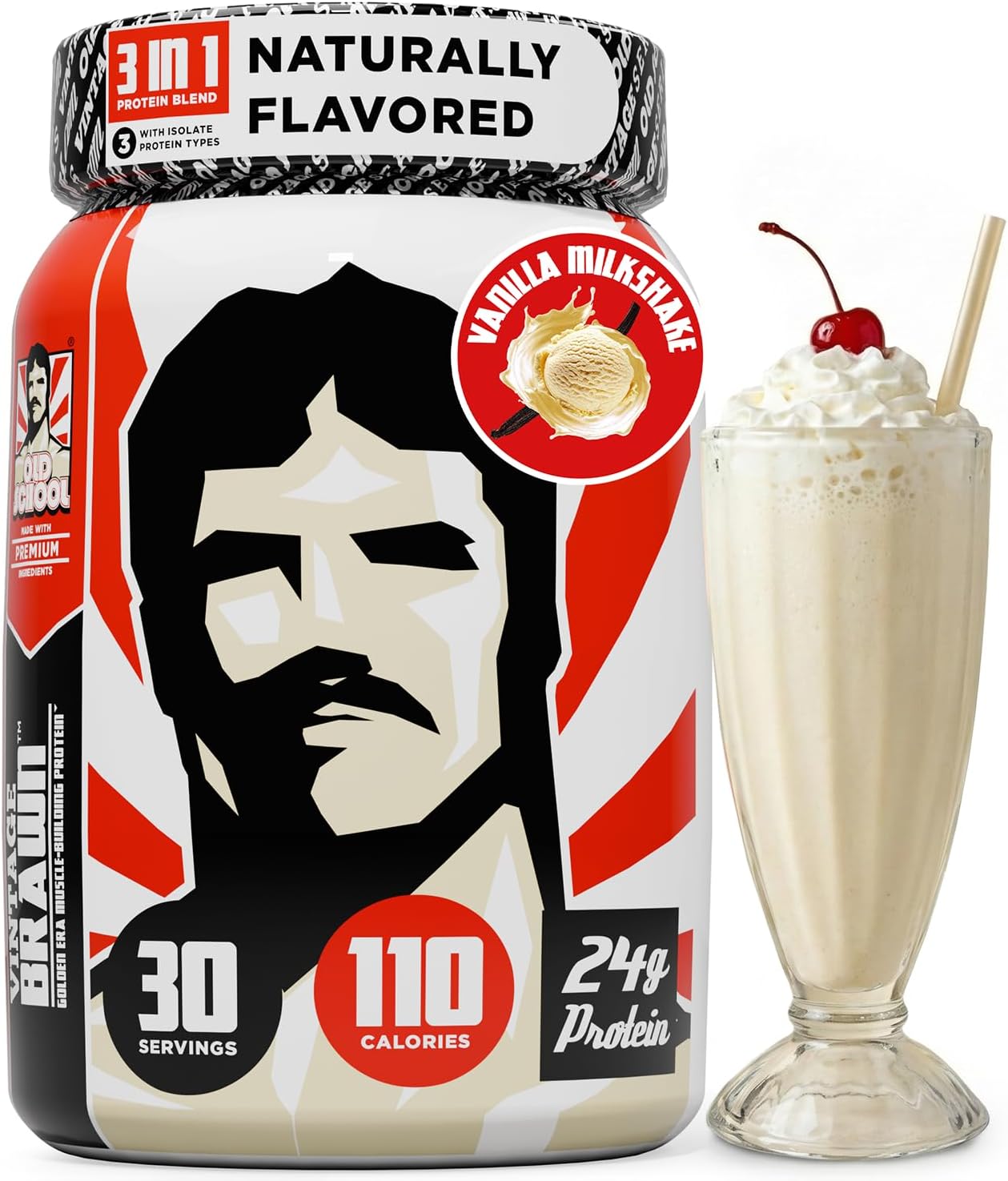 Vintage Brawn Protein - Muscle-Building Protein Powder - The First Triple Isolate of Premium Egg, Milk (Whey and Casein), and Beef Protein - Vanilla Caramel with Zero Sugars and No Artificials