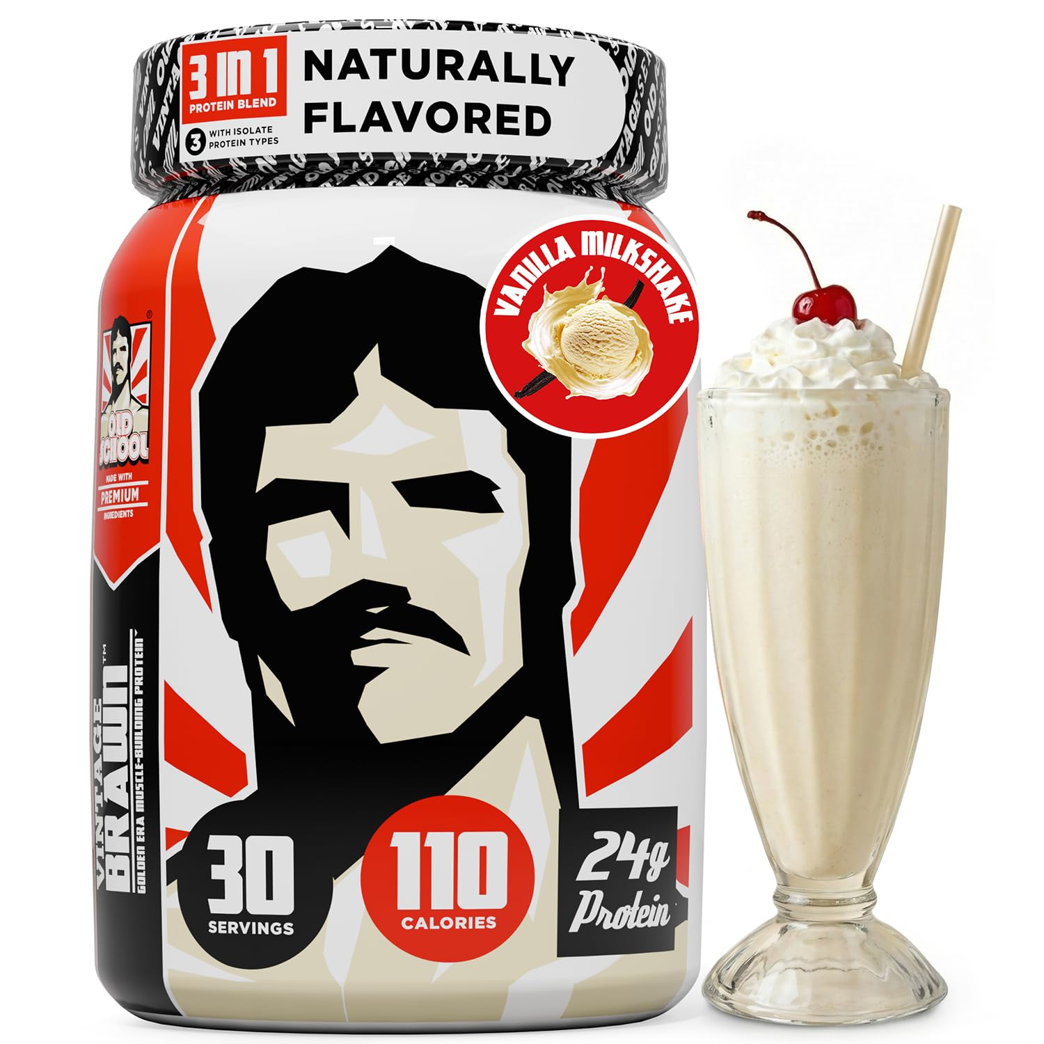 Vintage Brawn Protein - Muscle-Building Protein Powder - The First Triple Isolate of Premium Egg, Milk (Whey and Casein), and Beef Protein - Vanilla Caramel with Zero Sugars and No Artificials