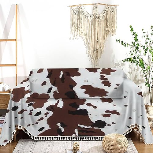 Funda de sofá azteca Texas Longhorn con diseño de piel de vaca con manchas marrones grandes, funda de animal, fundas de sofá, toallas, lavables,