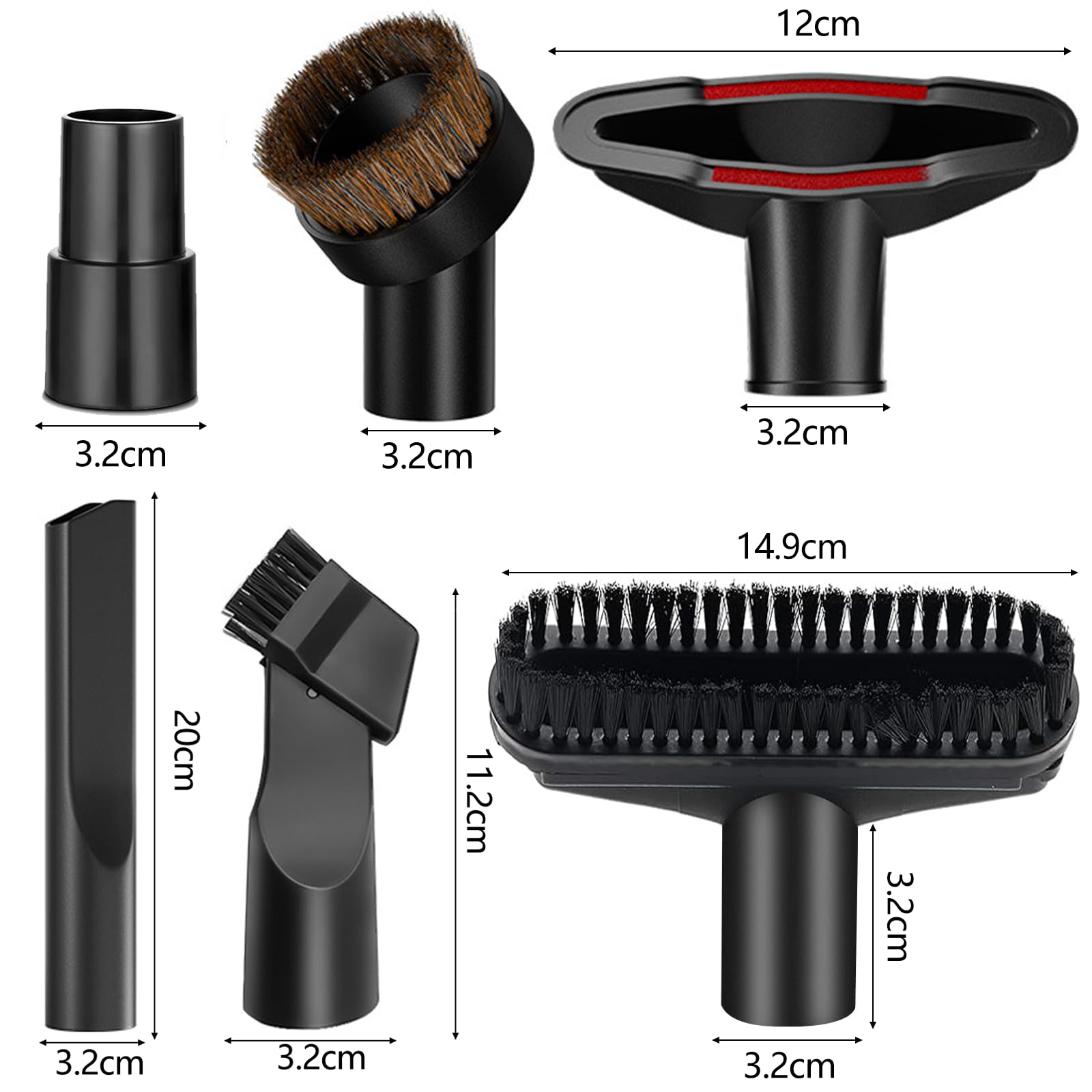 7 Pezzi Accessori Aspirapolvere Universale, Spazzola Aspirapolvere Universale mit 58cm Bocchetta Piatta Flessibile, Kit Accessori Aspirapolvere Compatibile con Aspirapolvere Diametro 32MM e 35MM