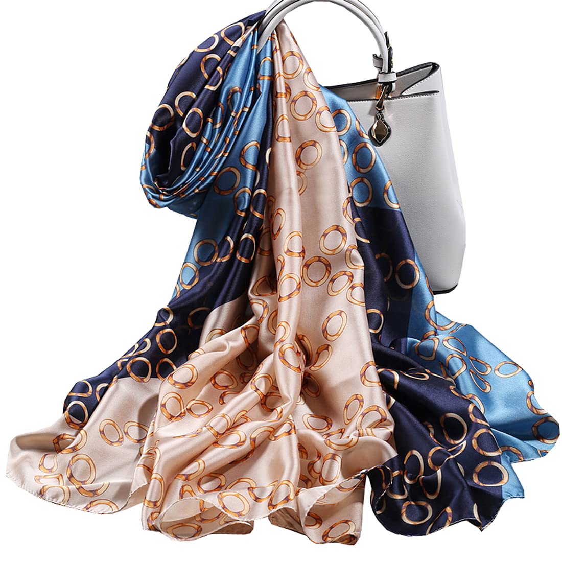 KOOYOLWomens Silk Feeling Scarf Long Satin Scarfs Neckscarf Lightweight Wraps Bikini Cover Accessories Gifts, I, One size