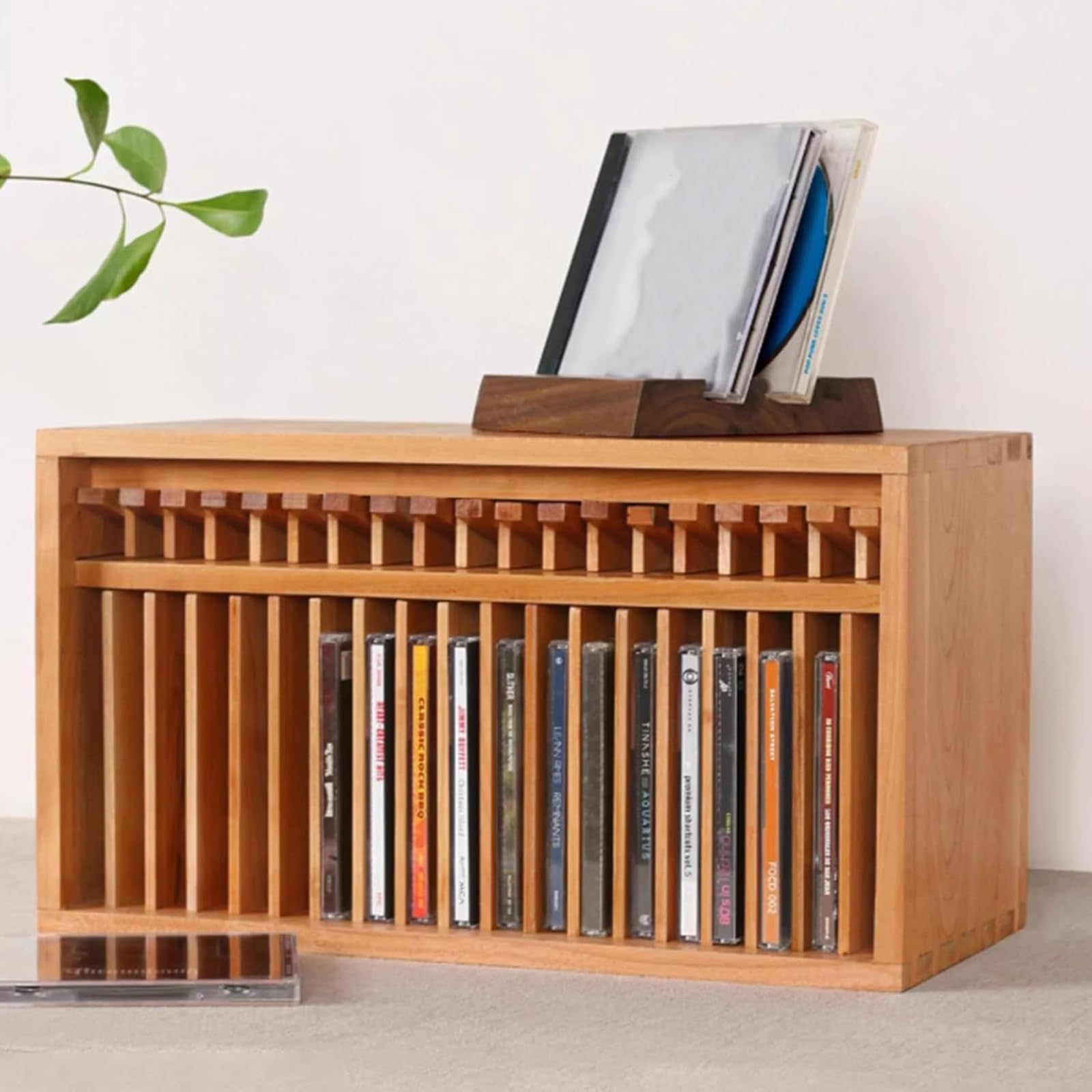 Supporto per CD da scrivania, in legno, per 19 custodie standard, per casa, ufficio, teatro musicale