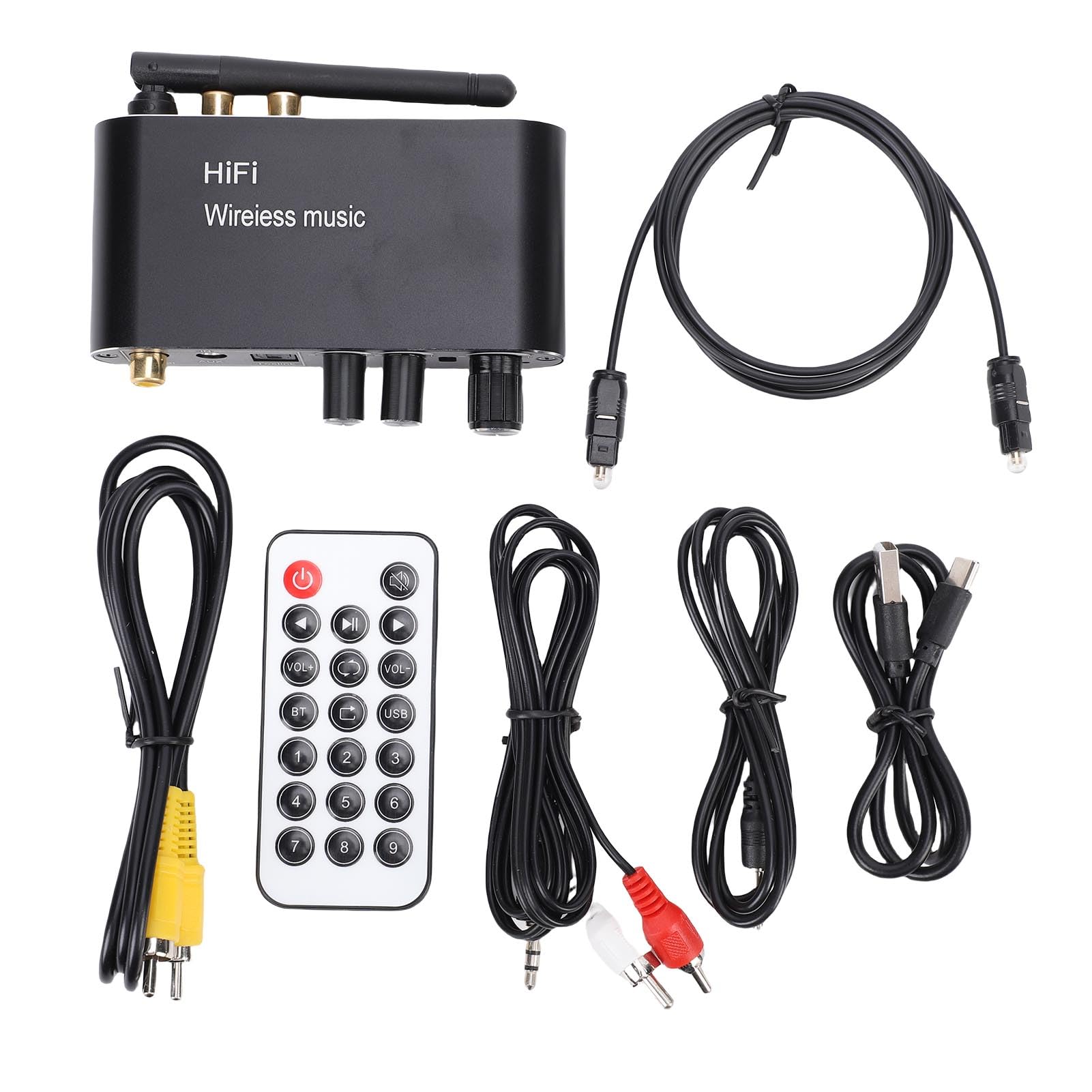 Goshyda Converter DAC Bluetooth 5.1, Adaptador de Audio Digital a Analógico con Entrada óptica/coaxial/USB a Salida Aux, para el sistemas Estéreo de Inicio TV