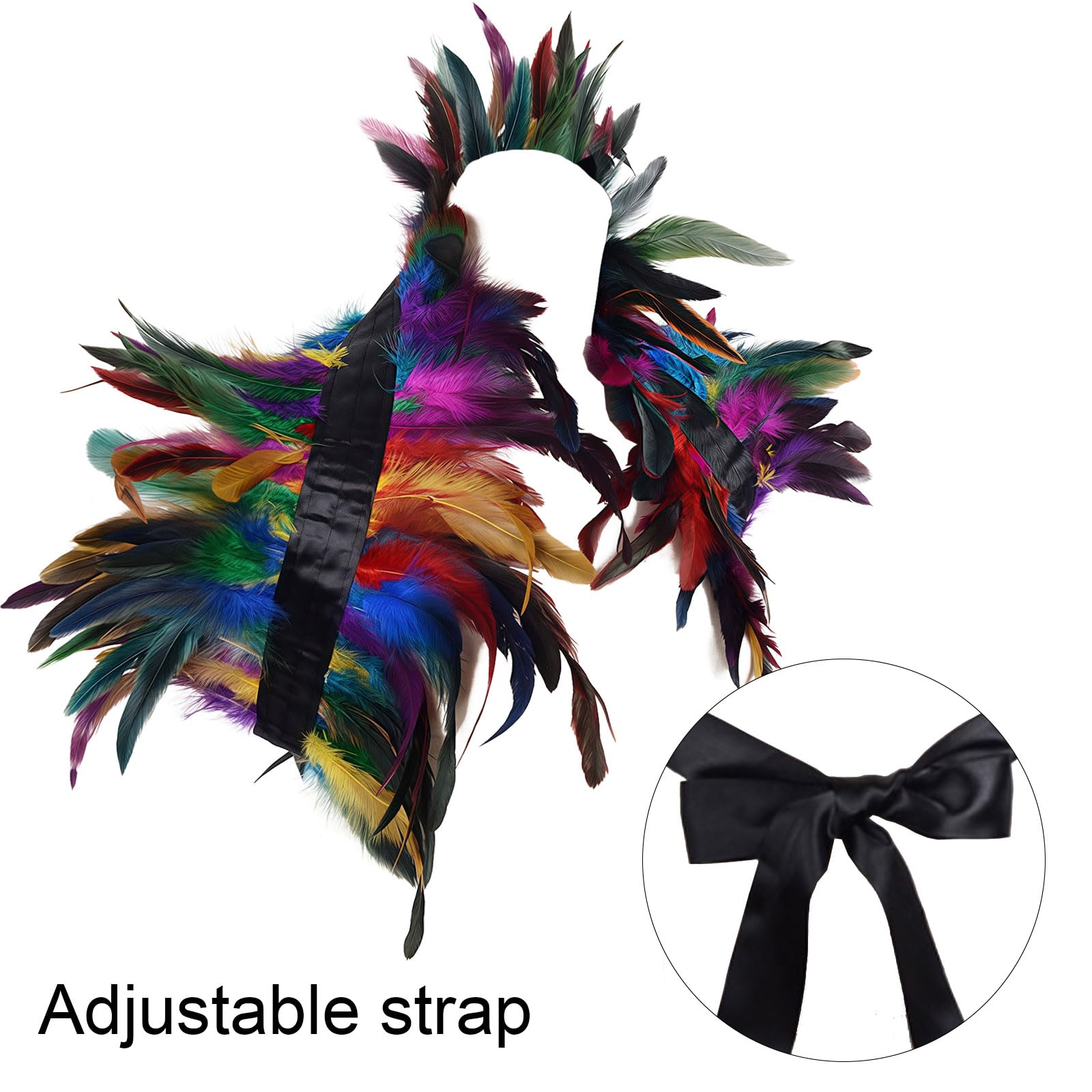 AWAVM Women Natural Feather Cape,Gothic Lacing Shawl Shrug Collar Feather Cloak,Gothic Lacing Shawl Shrug Collar Cape for Halloween Cosplay Christmas Party - Image 4