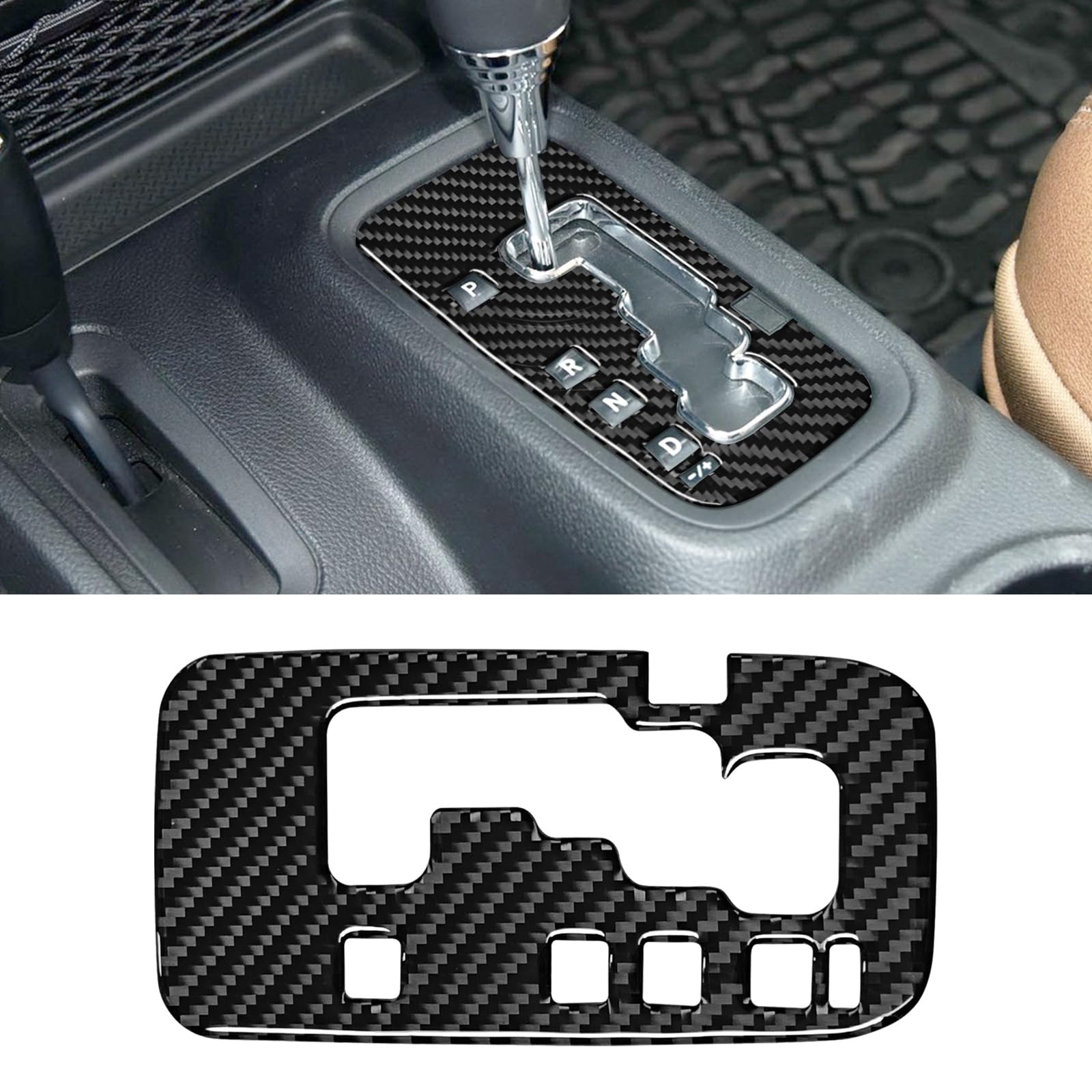 RUIANTERUIANTE Compatible with Carbon Fiber Center Consoles Gear Shifter Box Gun Panel Cover Trim Auto Interior Accessories for Jeep Wrangle JK JKU 2011 2012 2013 2014 2015 2016 2017 (1pc Black)