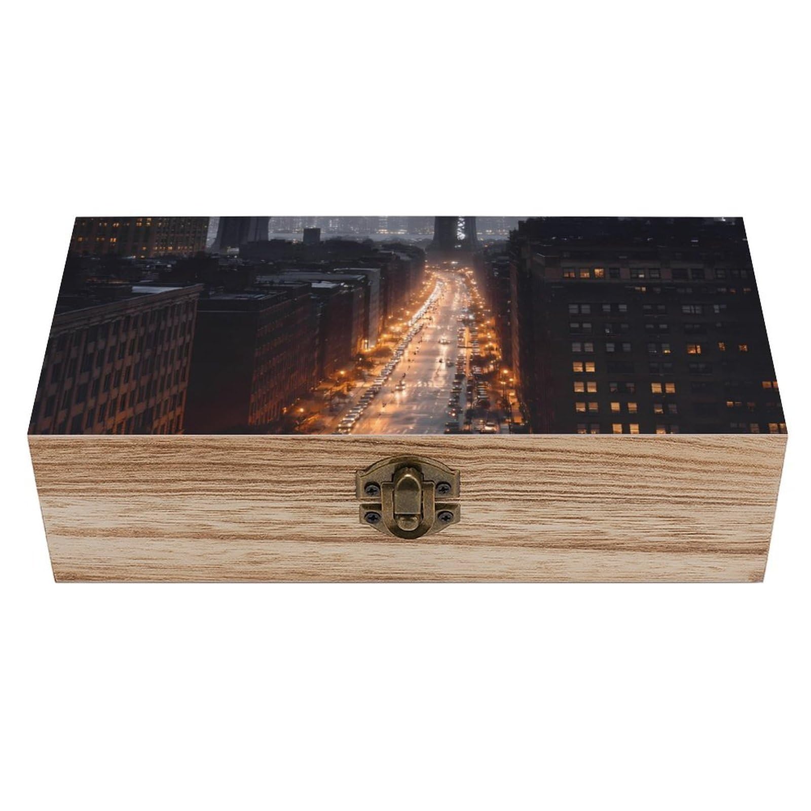 HLBSDM New York City Wooden Storage Box