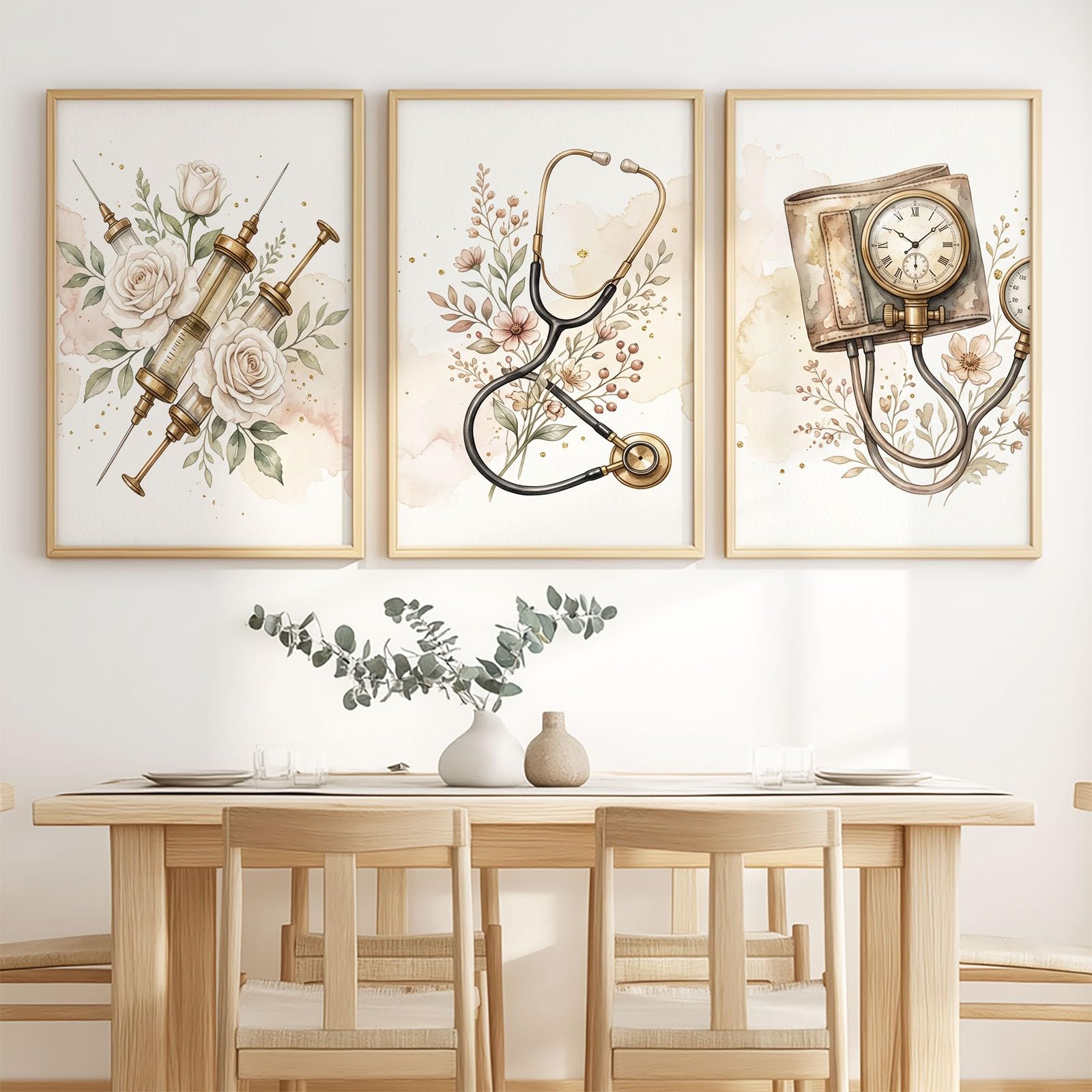 Sztuka ścienna na płótnie w stylu vintage, 60 x 80 cm, 3 sztuki