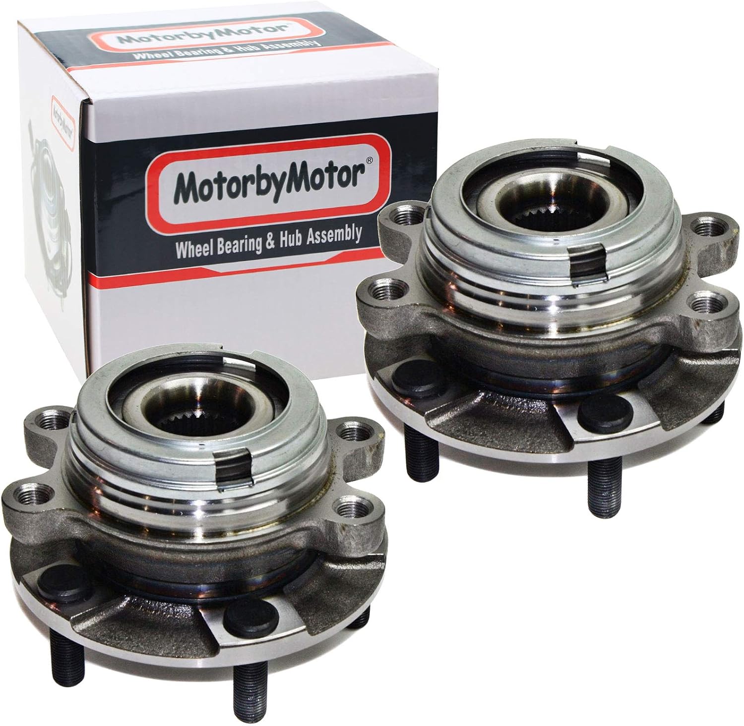 MotorbyMotor 513294 Front Wheel Bearing and Hub Assembly with 5 Lugs Fits for 2007 Nissan Altima(2.5L 4-Cylinder; with 29 Splines), 2008-2012 Nissan Altima (2.5L 4-Cylinder) Hub Bearing-2Pack