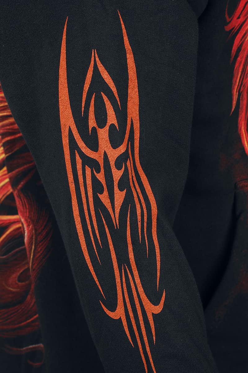 Spiral Phoenix Arisen Uomo Felpa con Cappuccio Nero 100% Cotone Regular