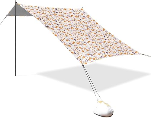 Halloween Dancing Pumpkin Ghosts Owl Skull Lightweight Stable Beach Tent for Camping, Picnics, Backyard & Fishing UPF50+ Protection Outdoor Sun