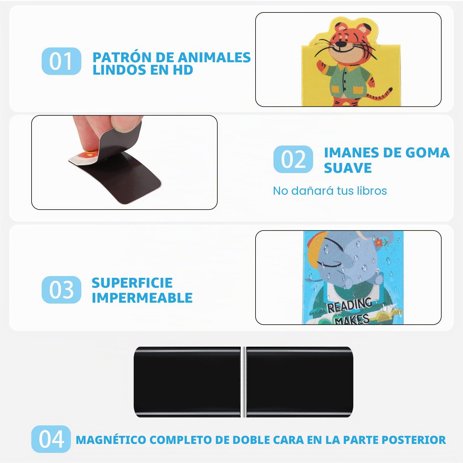 MWOOT marcadores magnéticos animales 24 piezas kit imán para niños escuela oficina lectura 5,5 x 3 cm