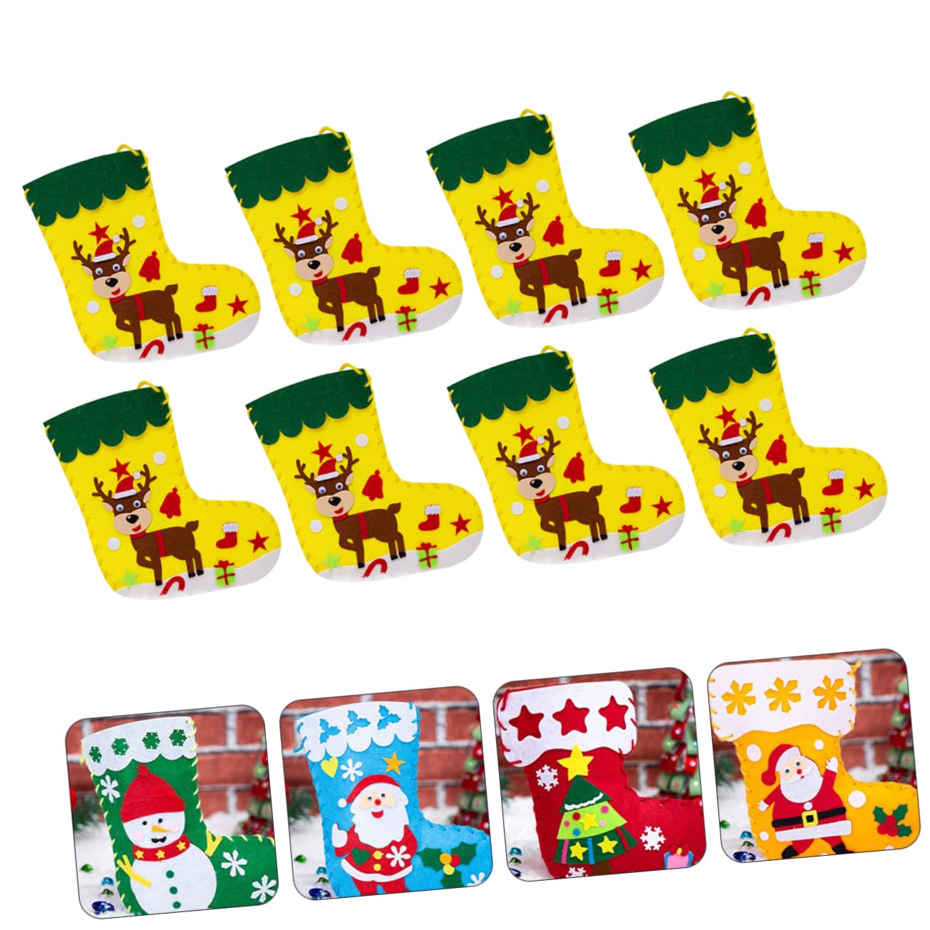 Toyvian 30piezas Kit De Manualidades De Calcetines Navideños Para Materiales Creativos Para Decoración De Navidad Infantiles y Actividades De Manualidades