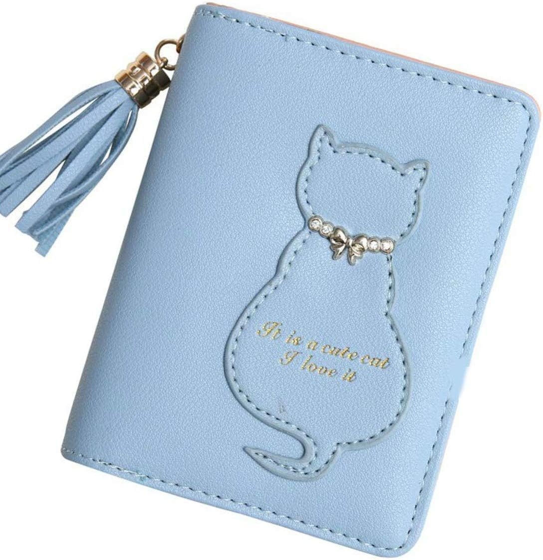 Small Wallet for Women Bifold RFID Blocking Card Holder Leather Wallets with Zipper Coin Pocket (Blue)-picture-21