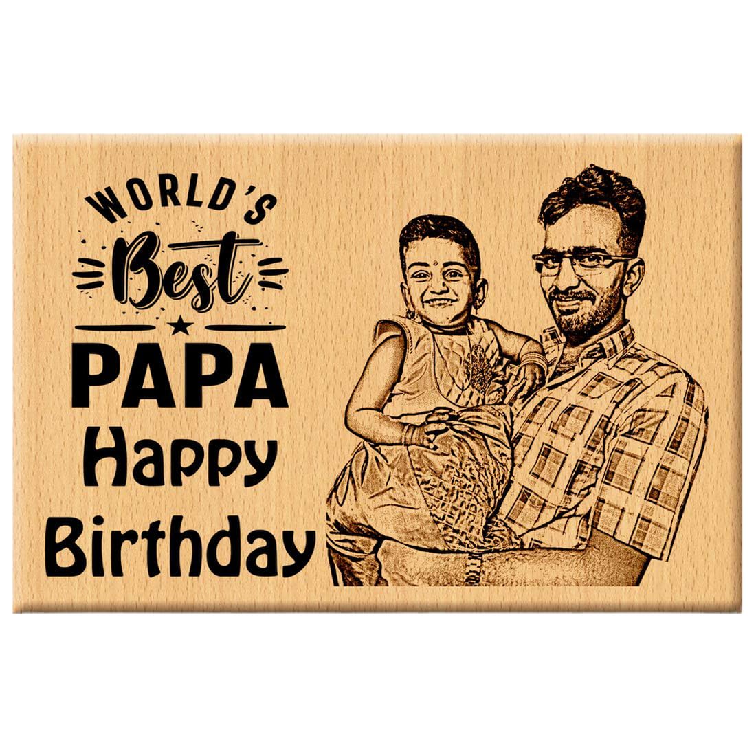 Personalized Engraved Wooden Frame Birthday Gift For Dad Birthday (6x4 Inches, Wood), Tabletop Rectangular