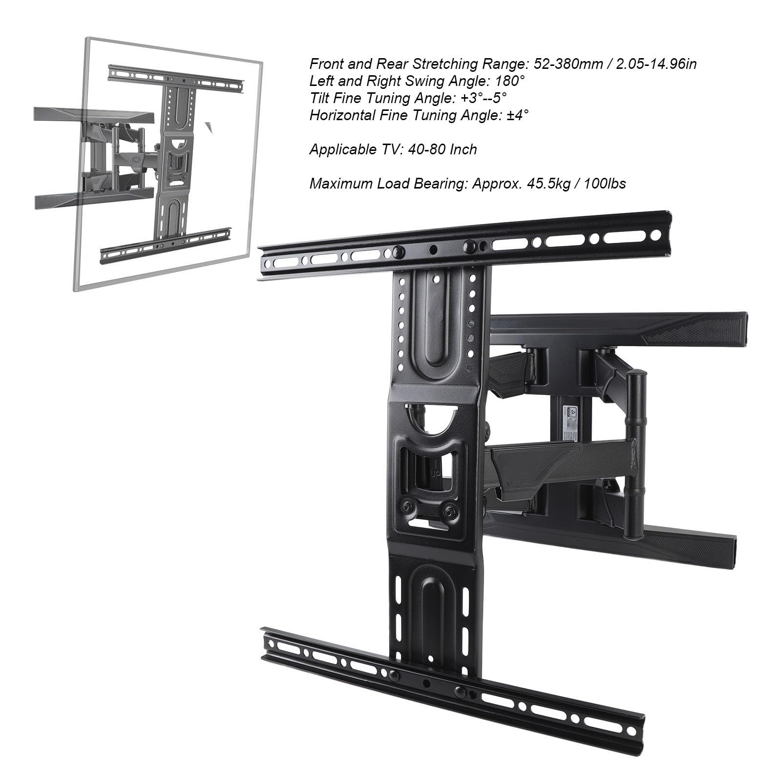 Soporte de Pared para TV de Movimiento Completo para Televisores de 40 a 80 Pulgadas de hasta 100 Libras, Soporte de Montaje en Pared, Soporte de TV Giratorio e Inclinable, para