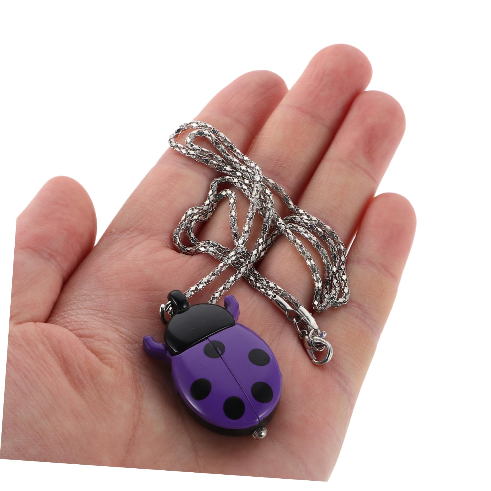Reloj de Bolsillo Dije de Mariquita Púrpura, Aleación y Cristal, Cronometraje Preciso para Uso Diario y Eventos de Cosplay Estilo Aleatorio