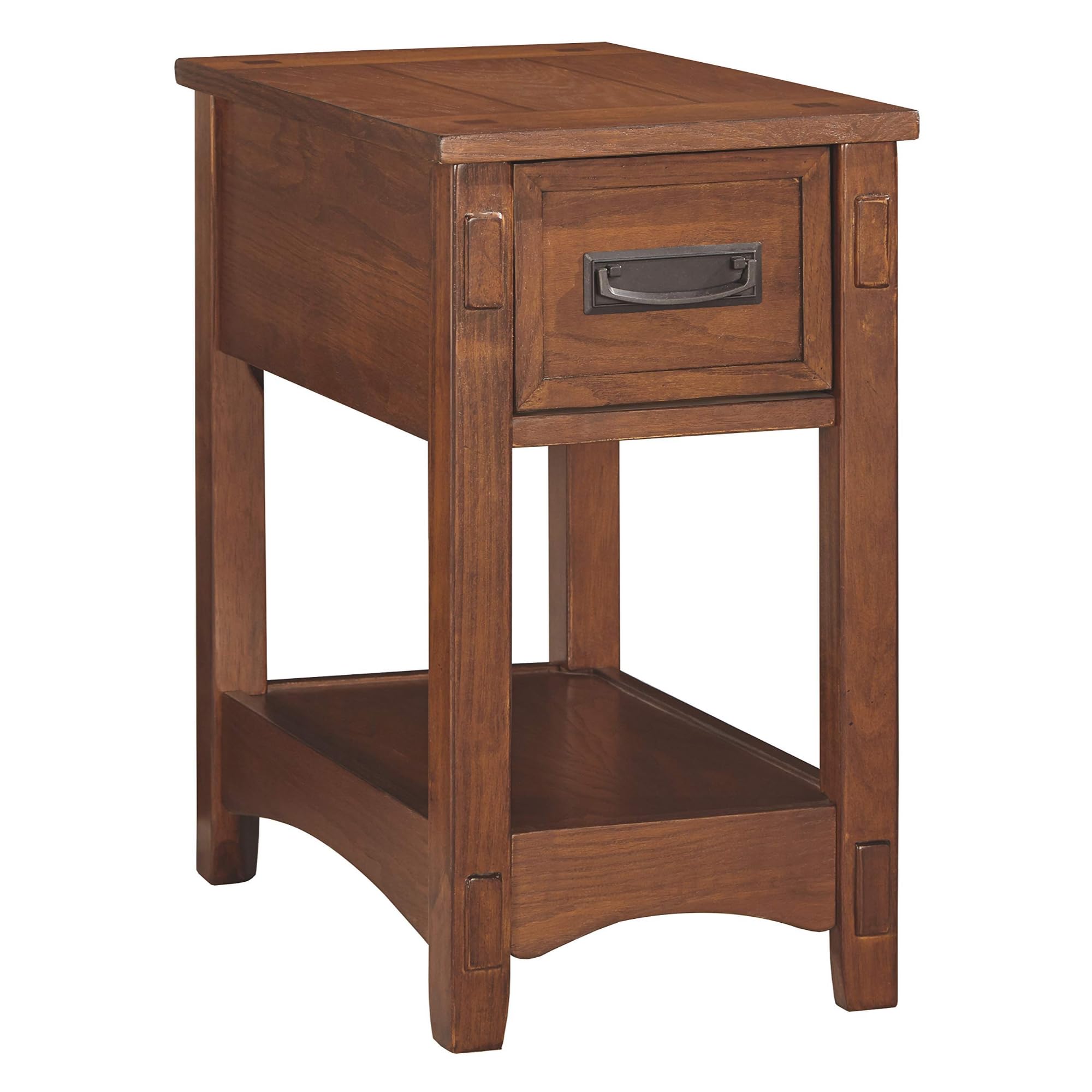 Breegin New Traditional Wooden Chair Side End Table with 1 Drawer and 1 Fixed Shelf, Brown
