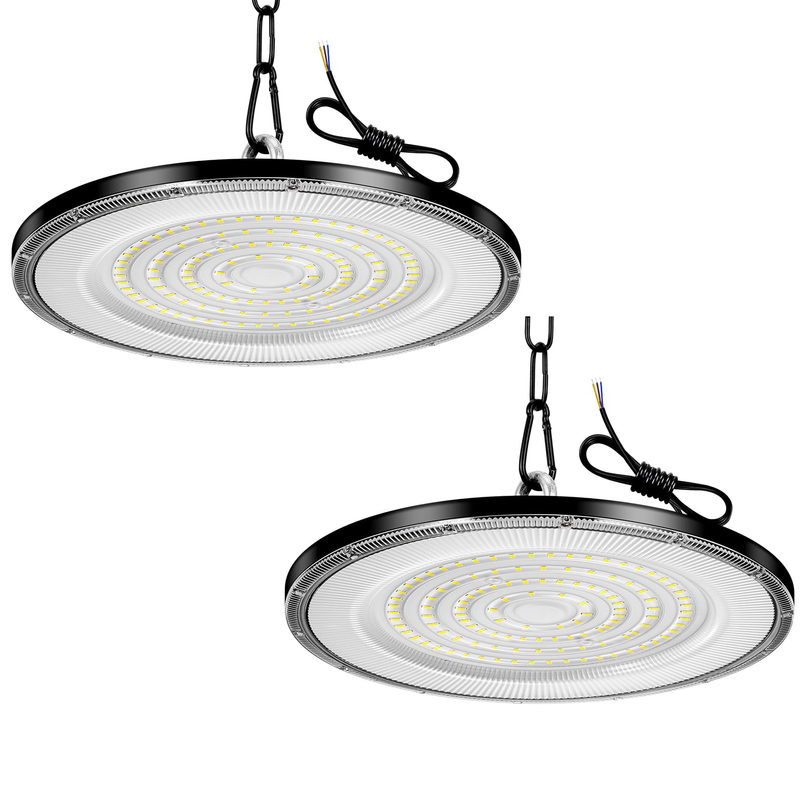 wowspeed 2PCS 200W LED UFO High Bay Light, 20000lm Garage Lighting, 6500K Cold White, IP65 Waterproof Commercial UFO Lamp for Factory, Workshop, Gym, Warehouse, Shop