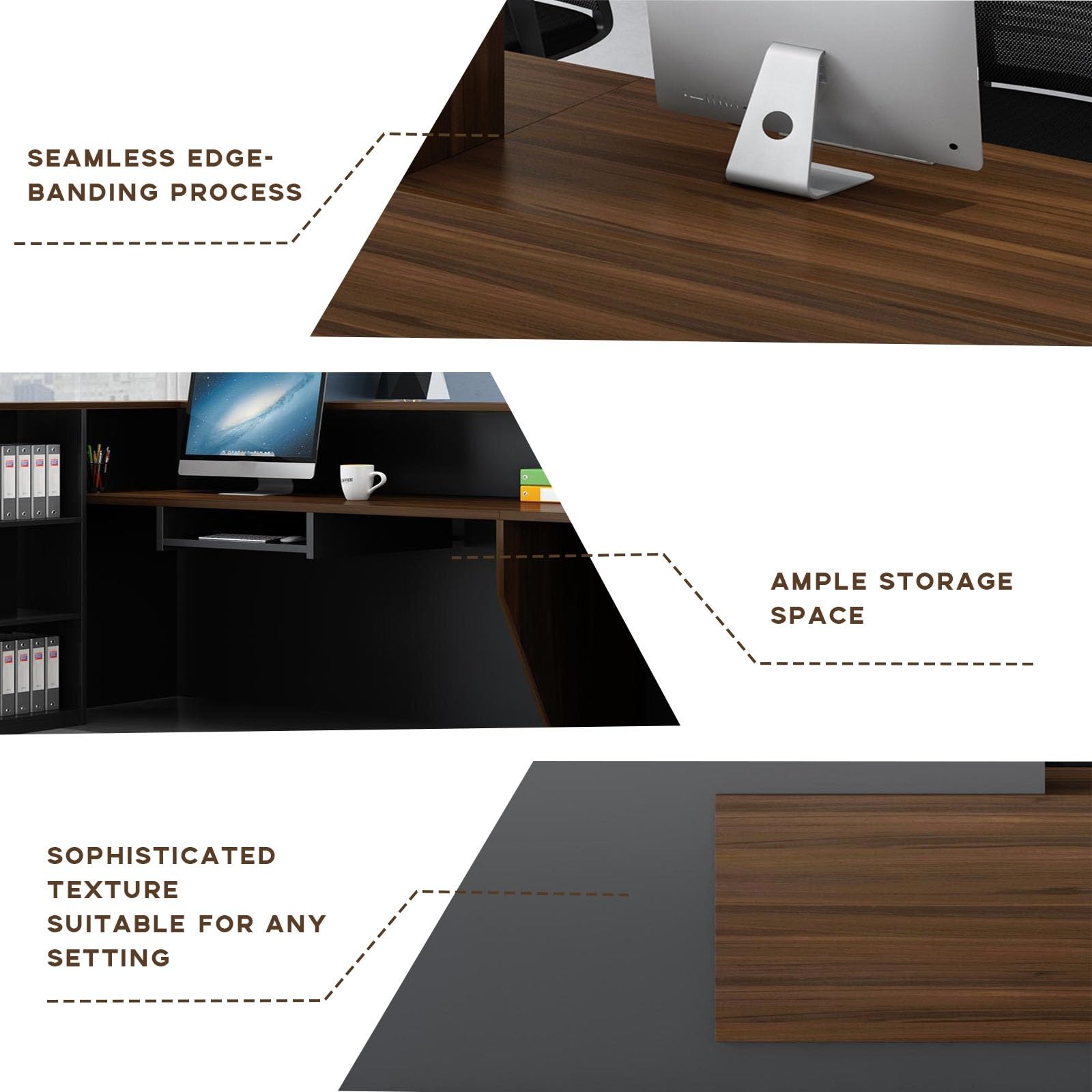 Empfangstheke Rezeptionstheken Counter für Büro | Moderne Empfangstheke mit Stauraum und Tastaturablage für Büros, Salons, Hotels und Praxen.(White/Right,180cm)